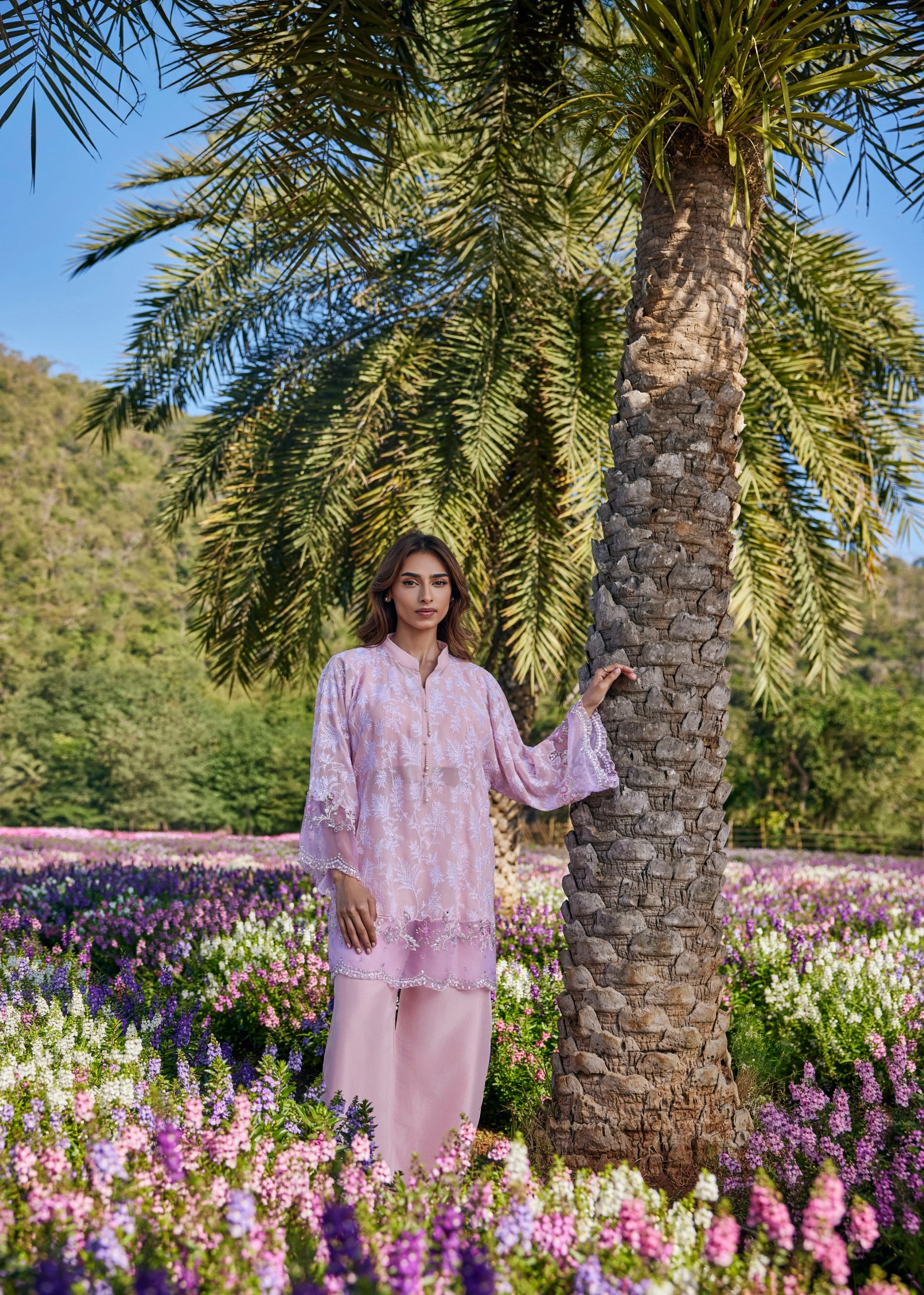 Blush Pink Embellished Crepe Silk Co-Ord Set - Image 3