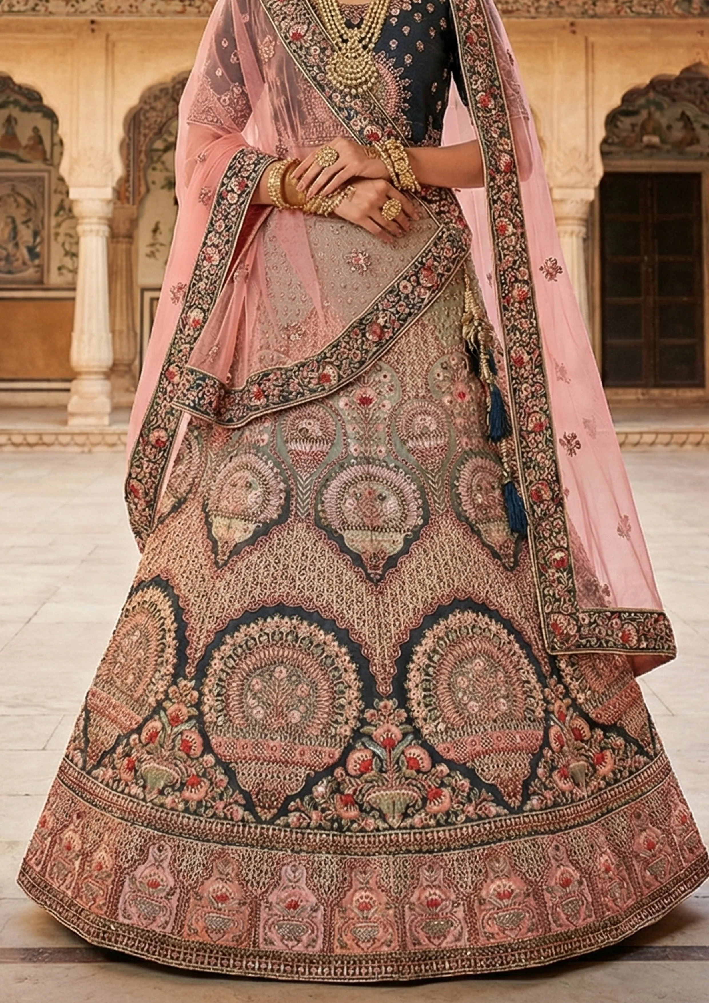 Evergreen Embellished Premium Velvet Lehenga Set - Image 3