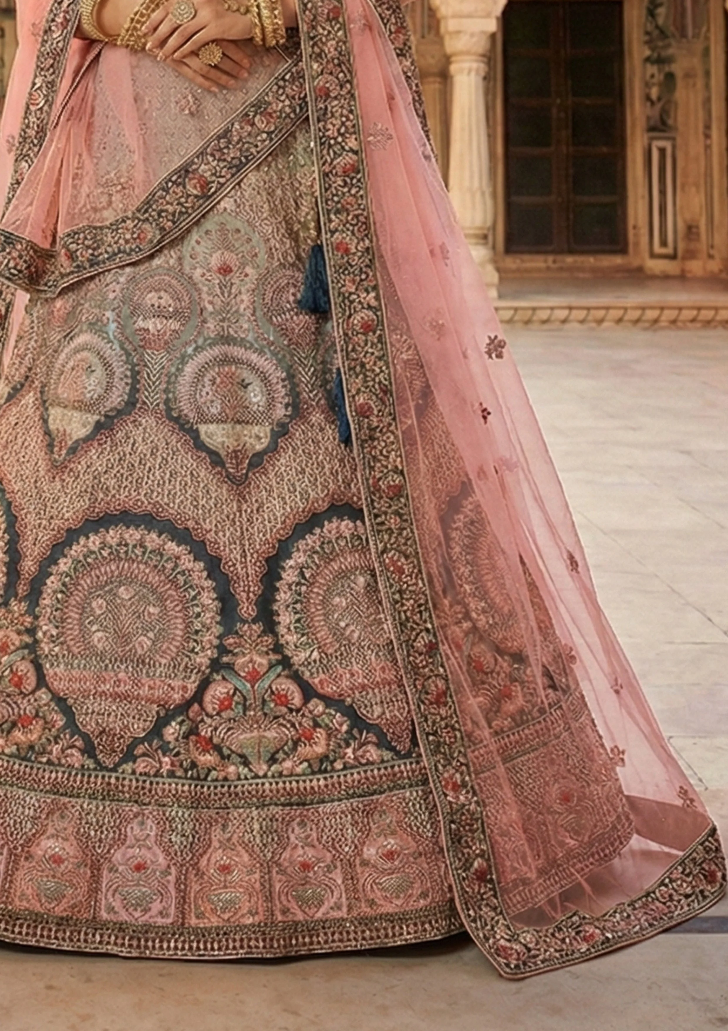 Evergreen Embellished Premium Velvet Lehenga Set - Image 4