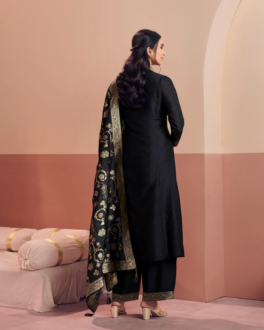 Noir Royale Embellished Vichitra Silk Pant Set - Image 7