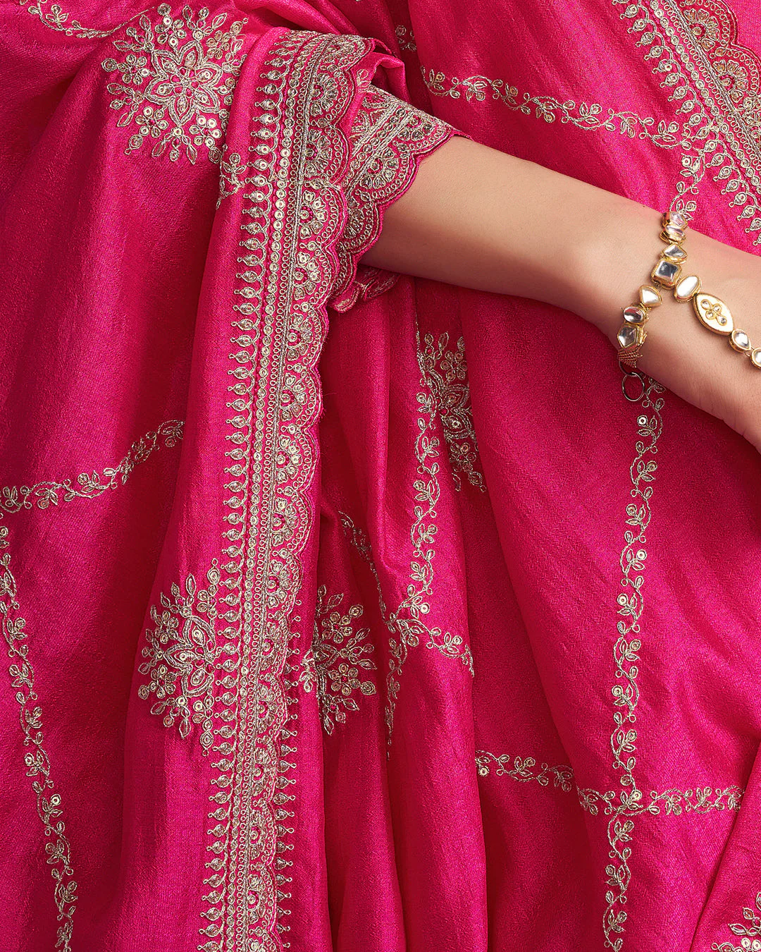 Royal Bloom Embellished Vichitra Silk Pant Set - Image 3