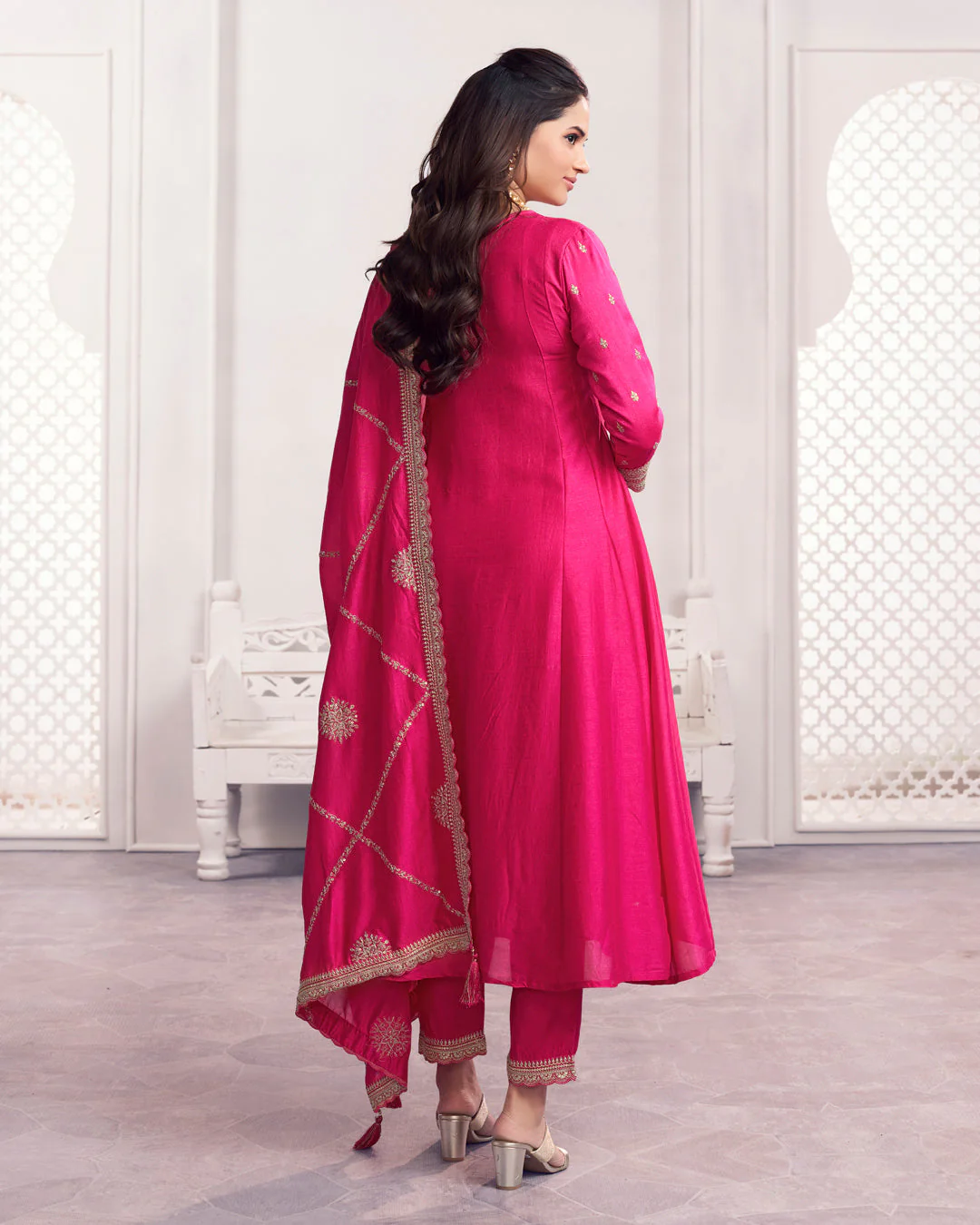Royal Bloom Embellished Vichitra Silk Pant Set - Image 7