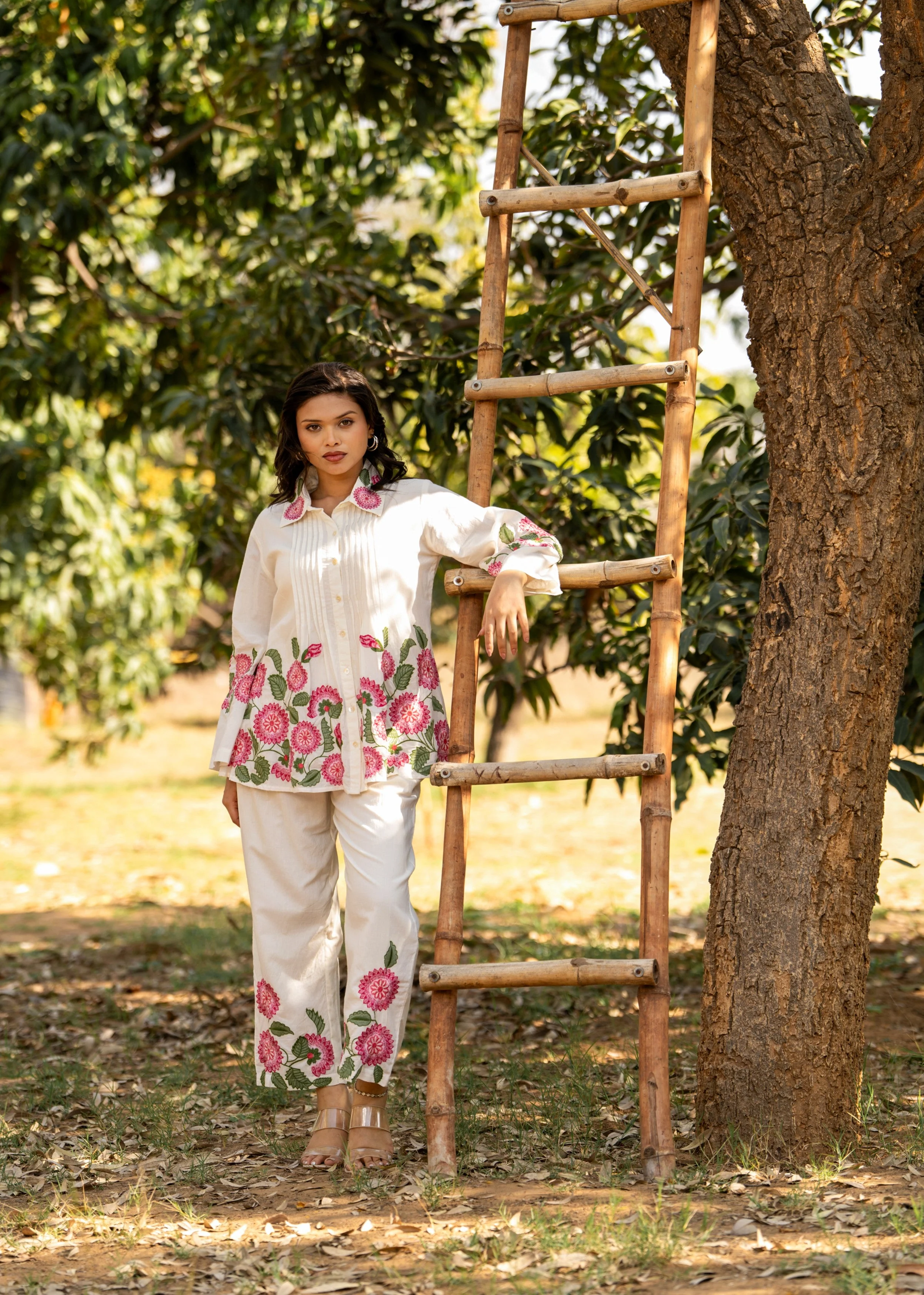Crisp White Embroidered Cotton Co-Ord Set