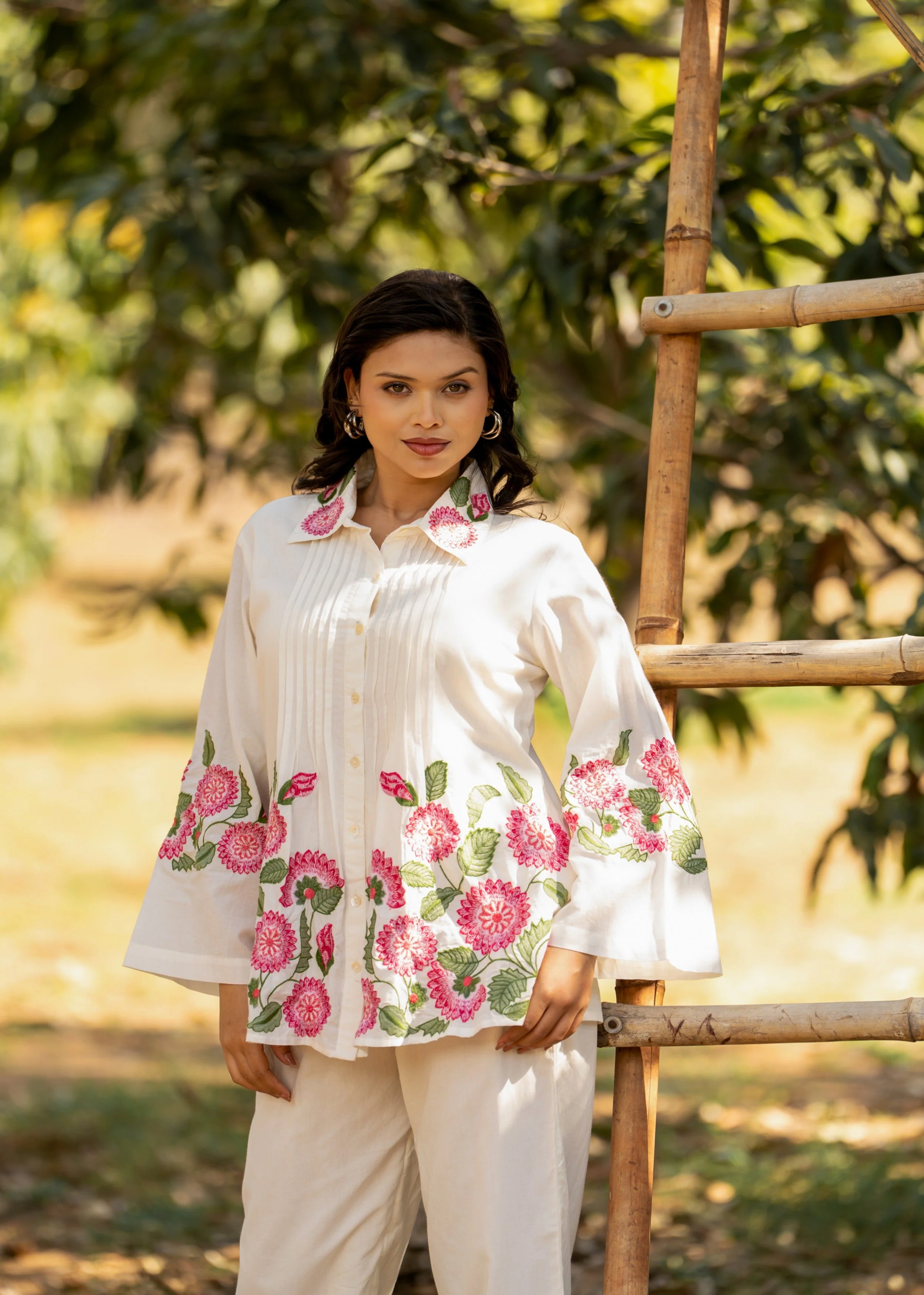 Crisp White Embroidered Cotton Co-Ord Set - Image 2