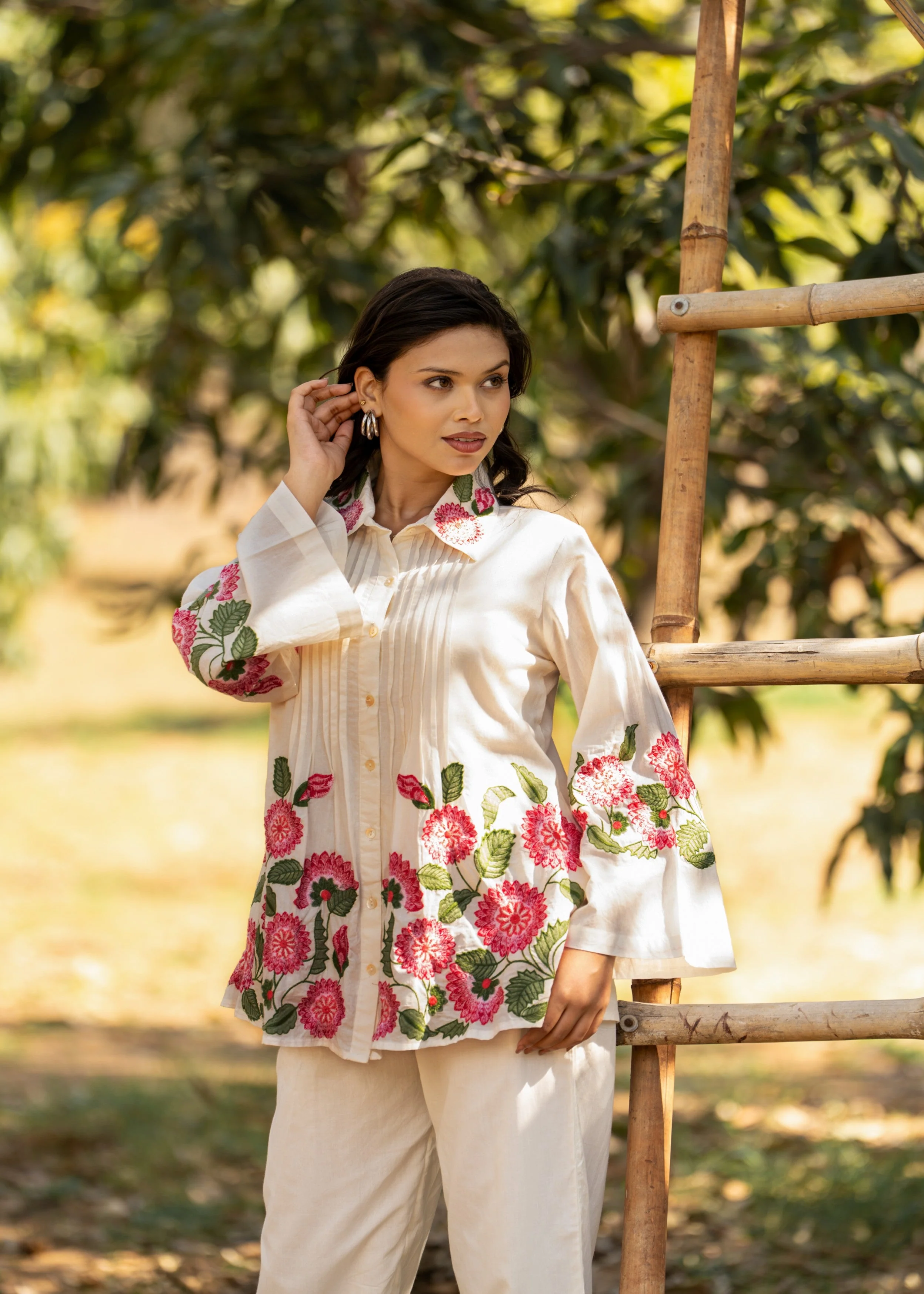 Crisp White Embroidered Cotton Co-Ord Set - Image 6