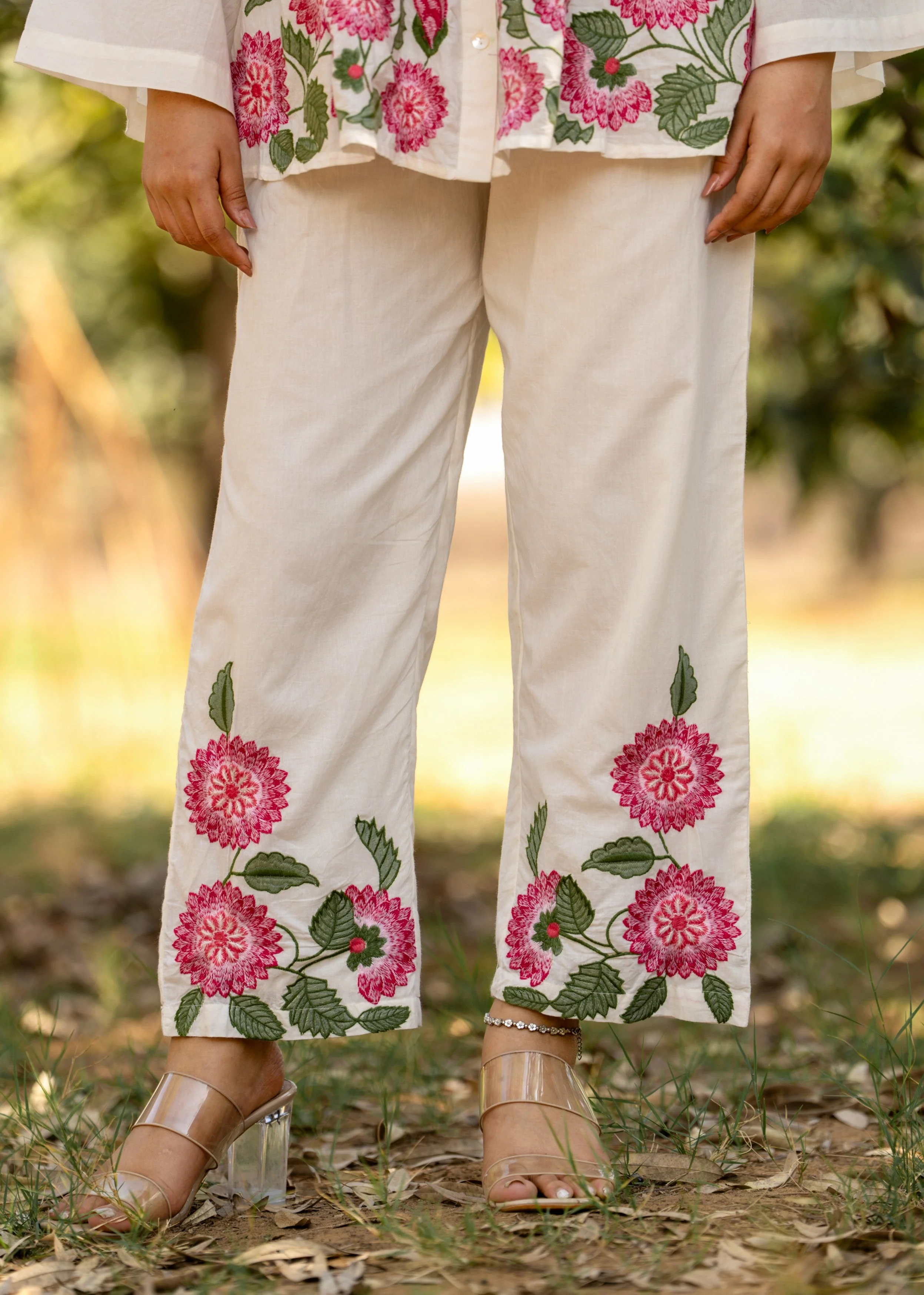 Crisp White Embroidered Cotton Co-Ord Set - Image 7