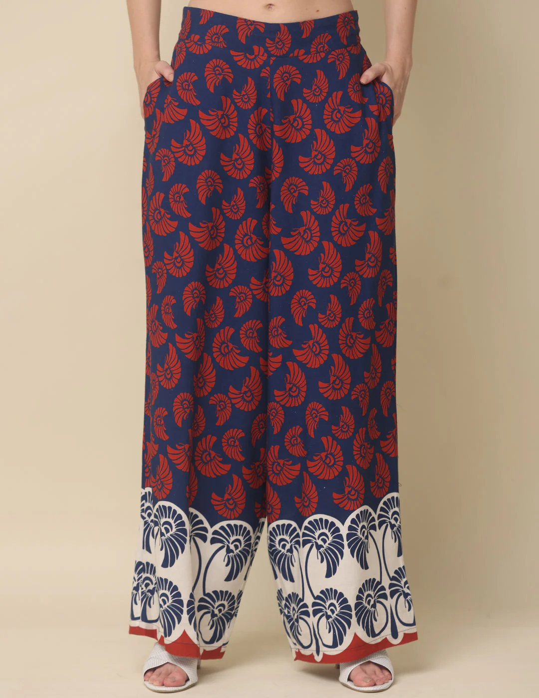 Navy & Crimson Printed Cotton Co-Ord Set - Image 3