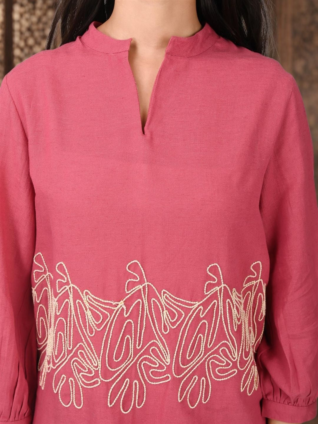 Dusky Rose Embroidered Cotton Co-Ord Set - Image 3