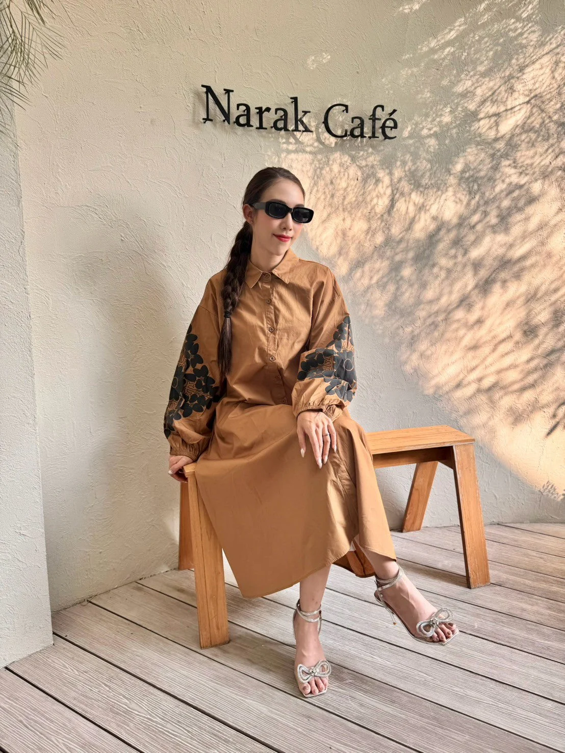 Camel Tan Printed Cotton Dress - Image 4