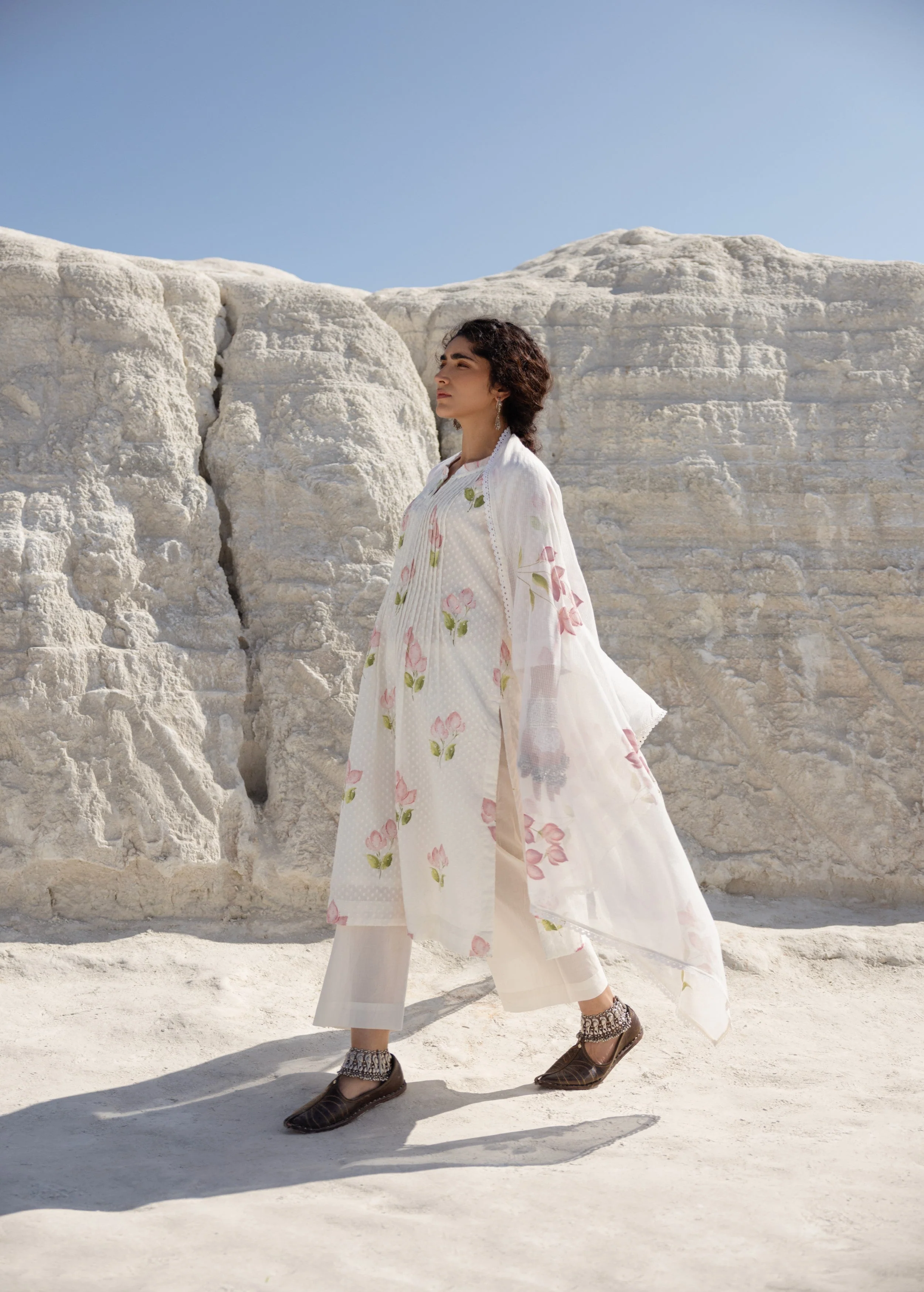Off-White and Pink Painted Organic Cotton Pant Set - Image 3