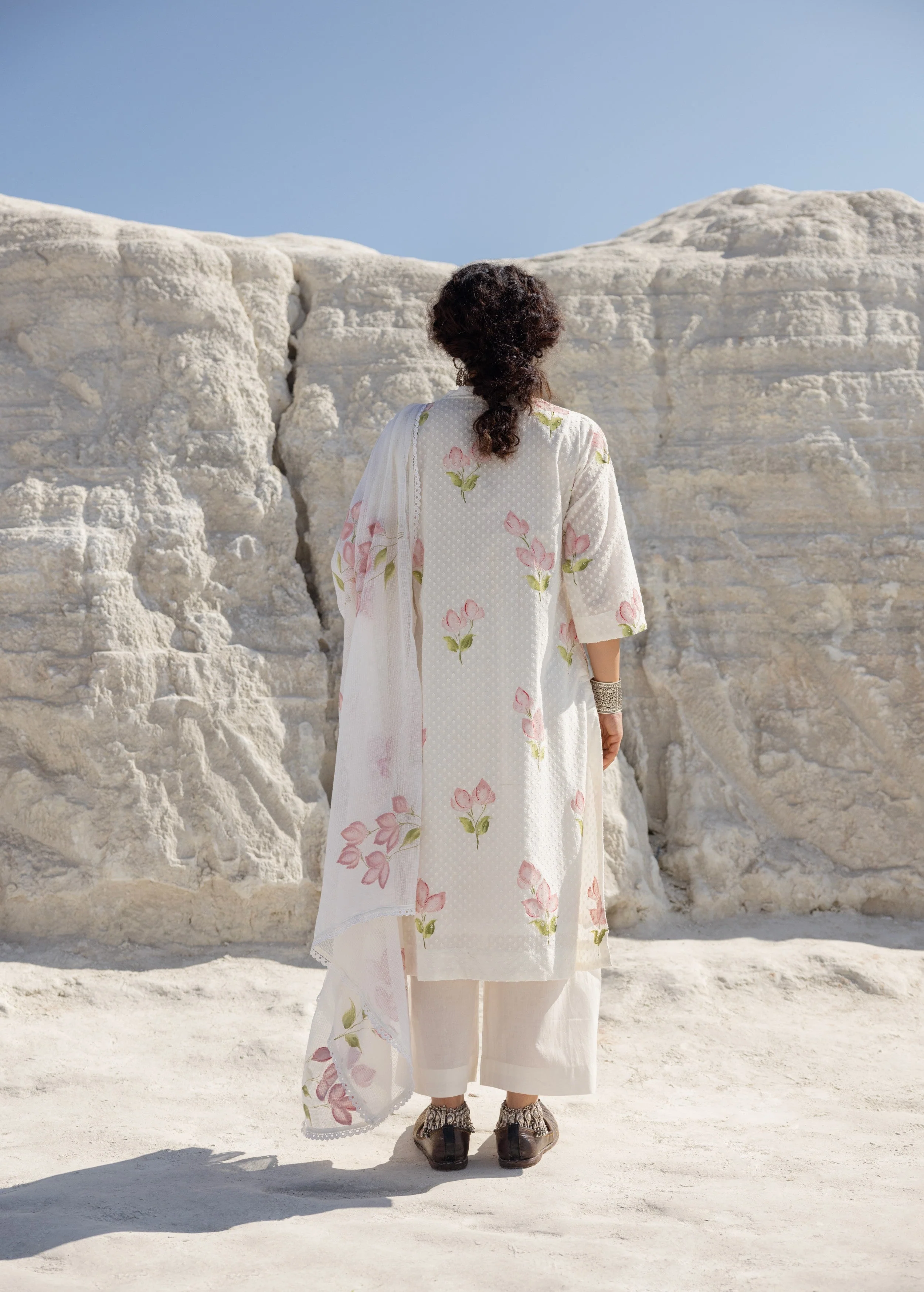 Off-White and Pink Painted Organic Cotton Pant Set - Image 5