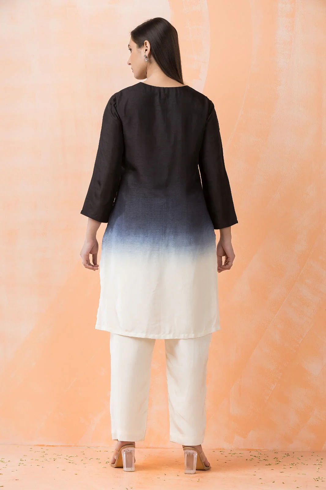 Midnight Ombré Embroidered Premium Silk Kurta Set - Image 3