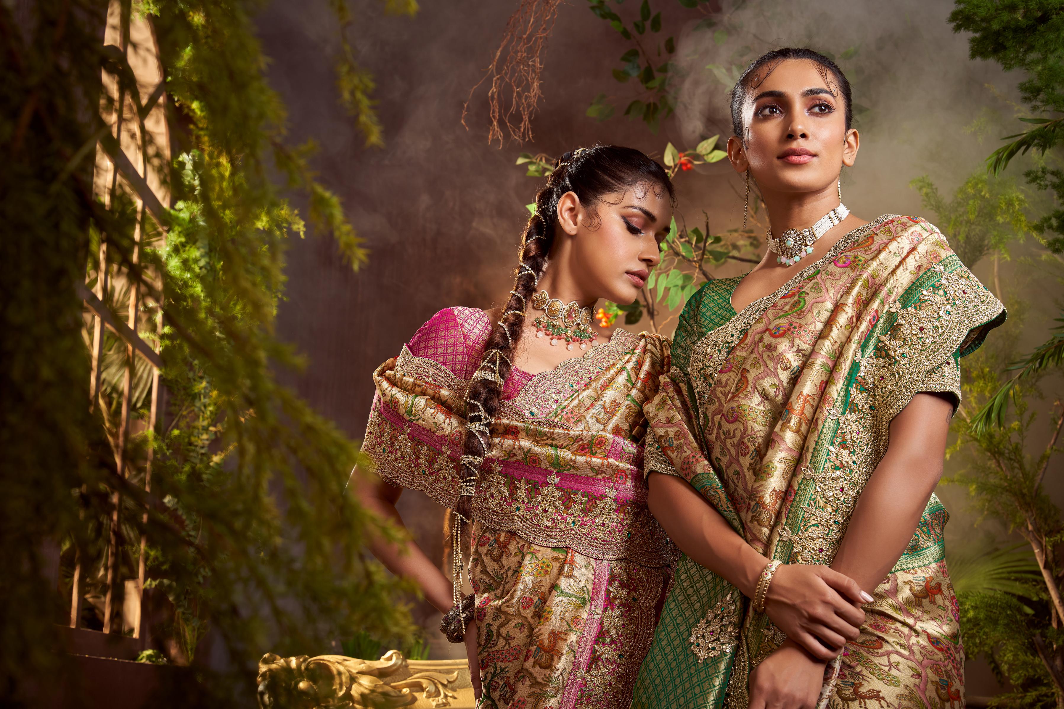 Rani Pink Embellished Premium Silk Saree - Image 2