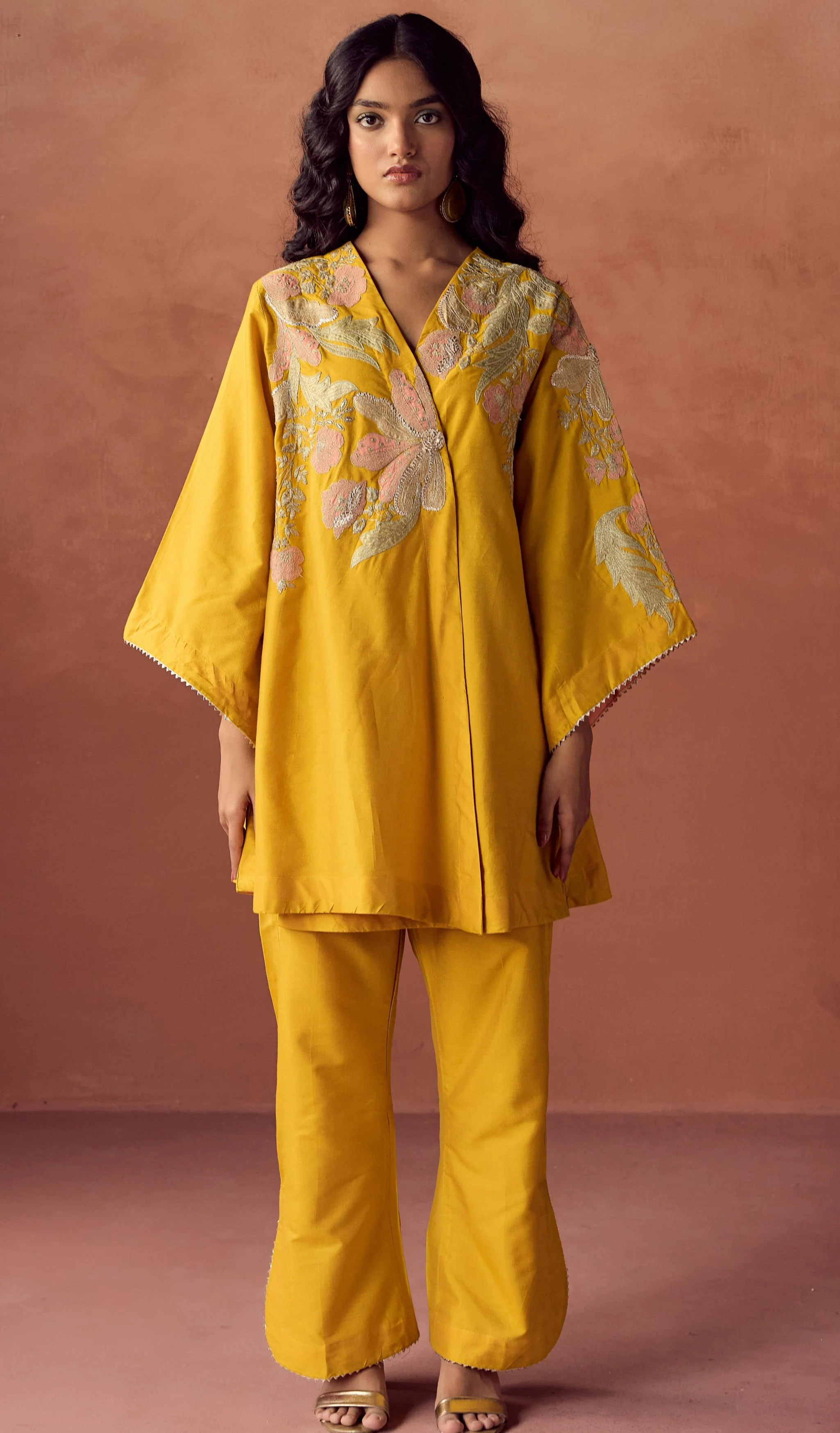Festive Yellow Embellished Chanderi Dola Silk Co-Ord Set - Image 5