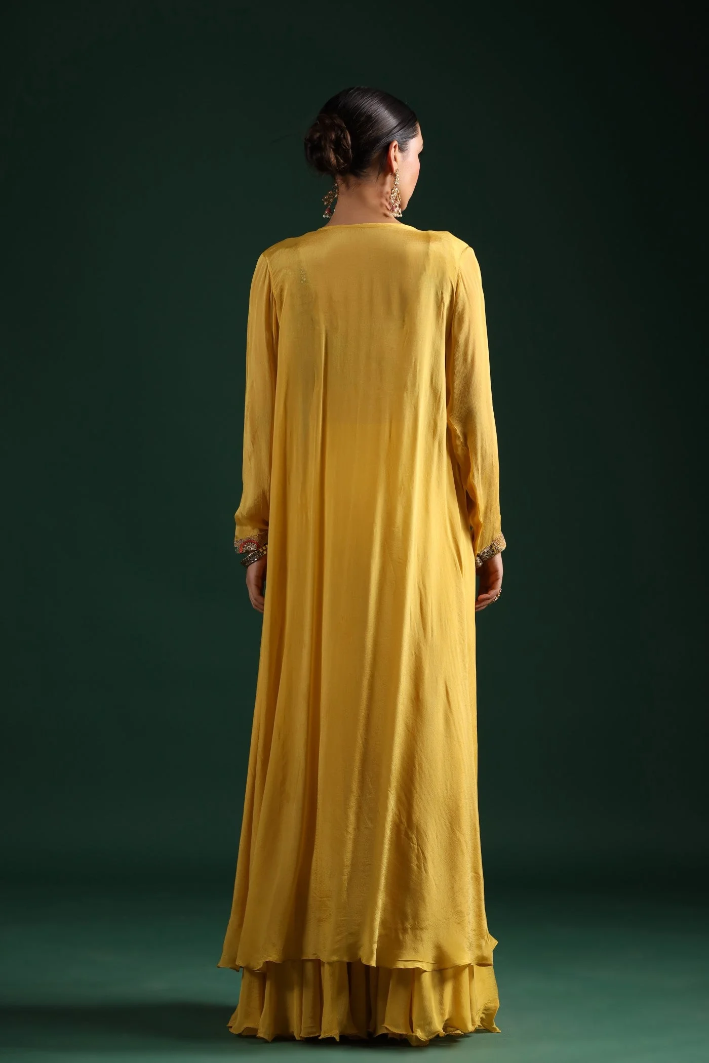 Festive Yellow Embroidered Cape Set - Image 7