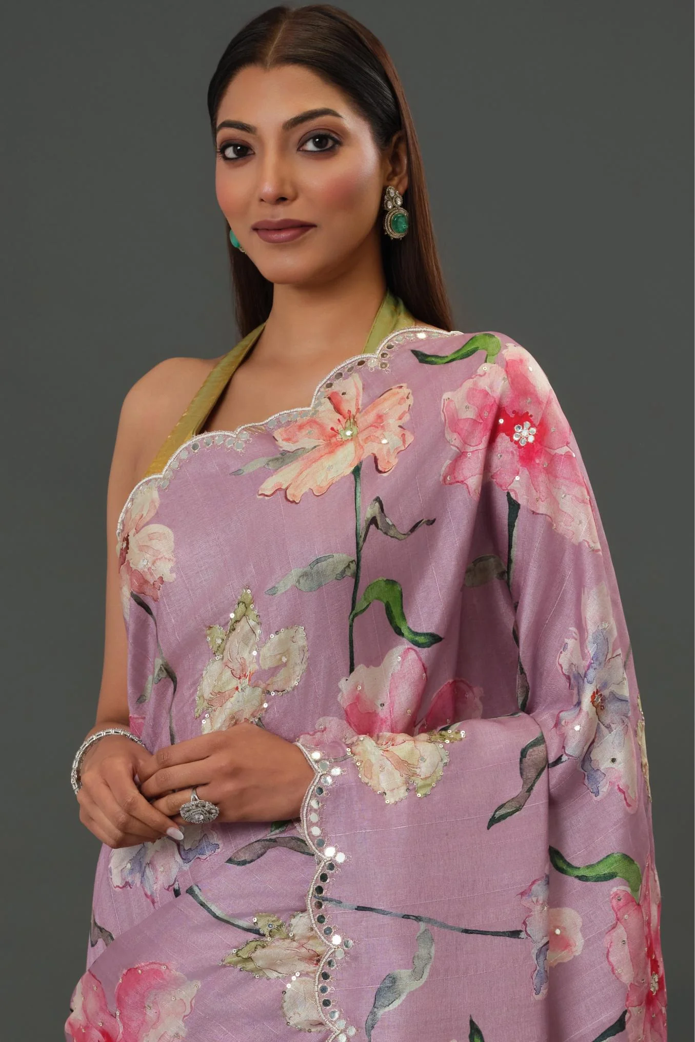 Florescent Mauve Tussar Silk Saree - Image 4