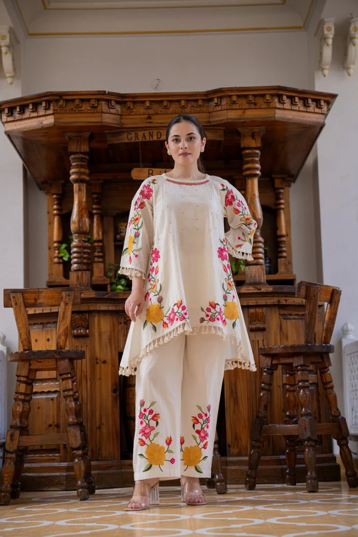 Frost Ivory Embroidered Cotton Co-Ord Set - Image 3