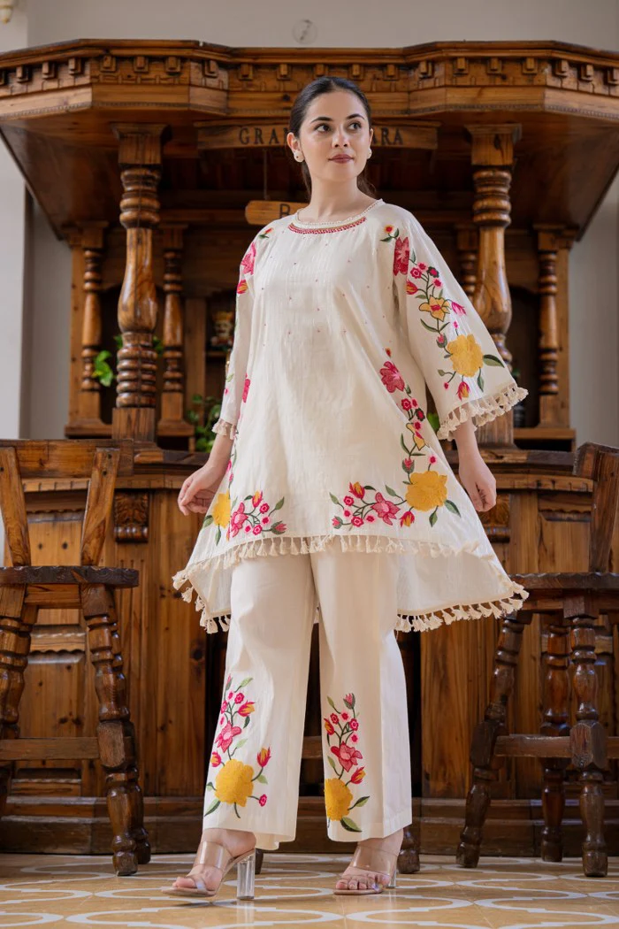 Frost Ivory Embroidered Cotton Co-Ord Set - Image 5