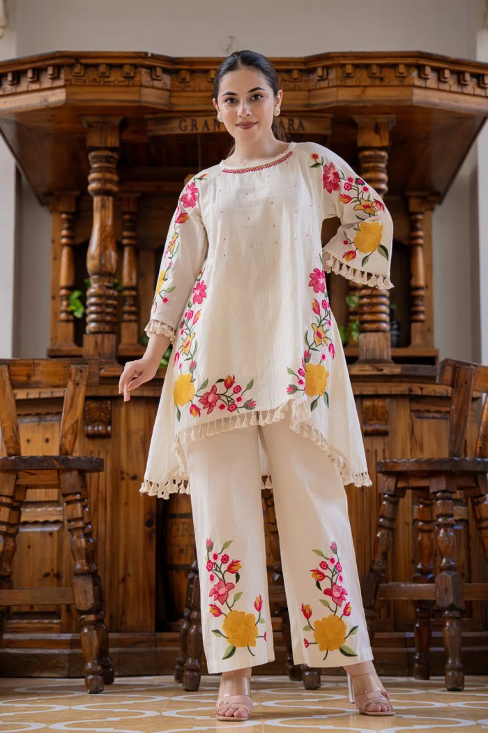 Frost Ivory Embroidered Cotton Co-Ord Set - Image 6