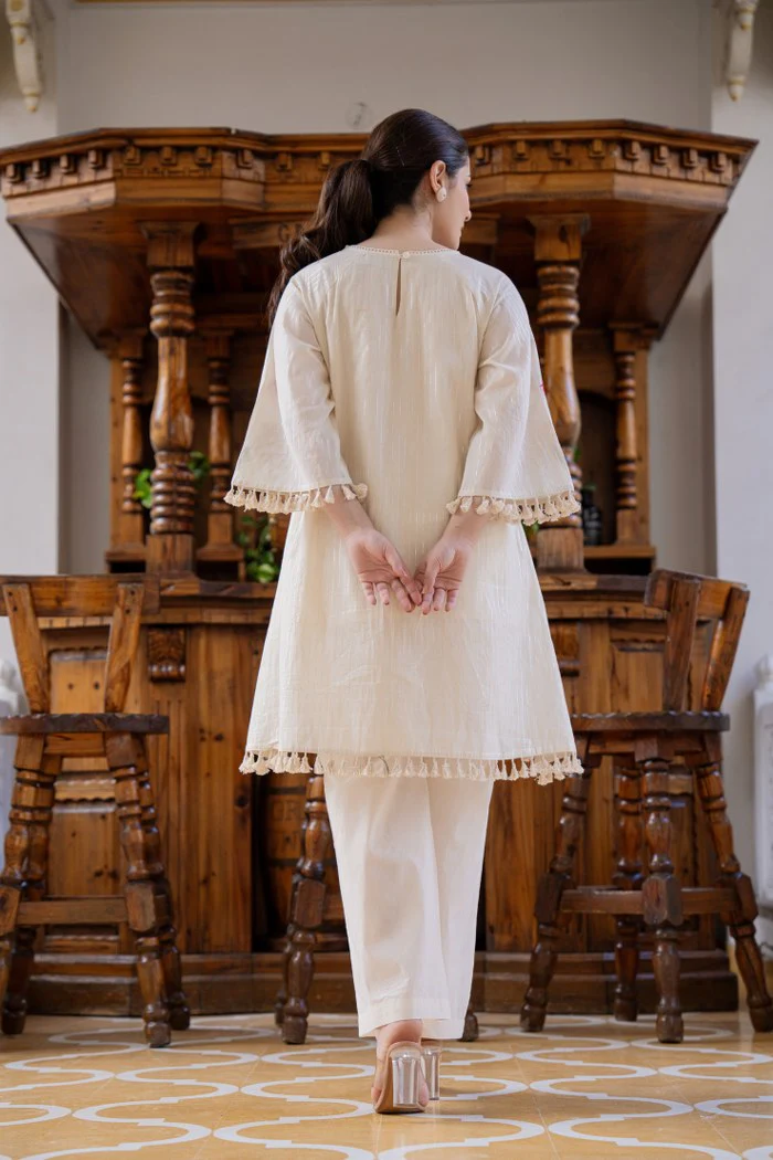 Frost Ivory Embroidered Cotton Co-Ord Set - Image 7