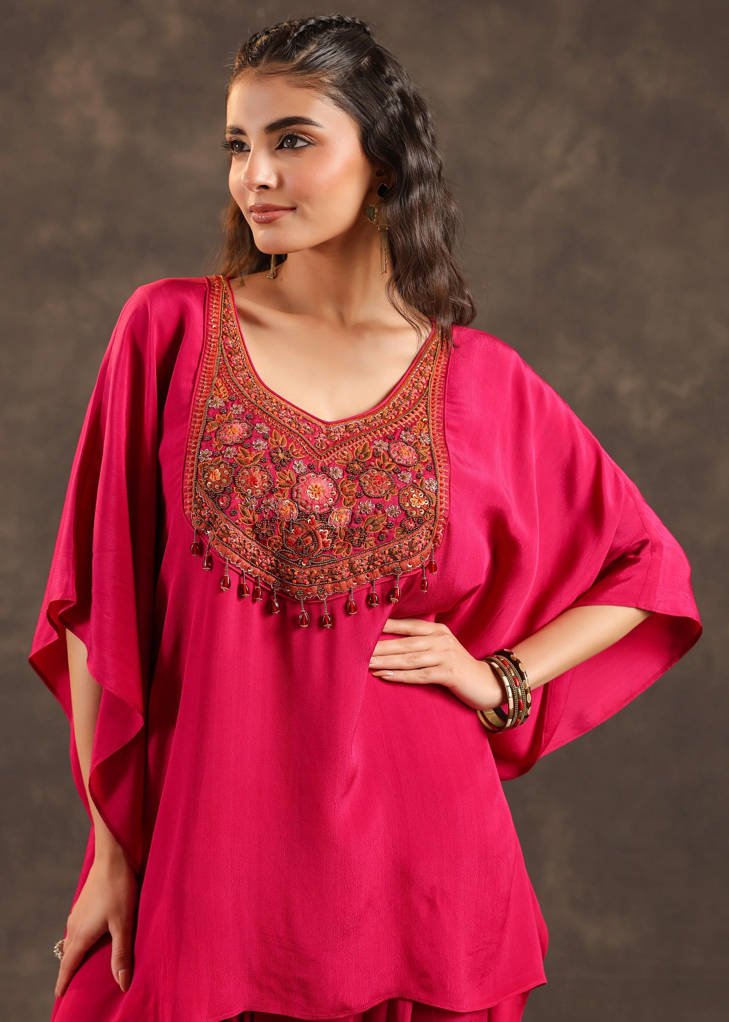Crimson Glow Embellished Crepe Silk Dhoti Set - Image 2