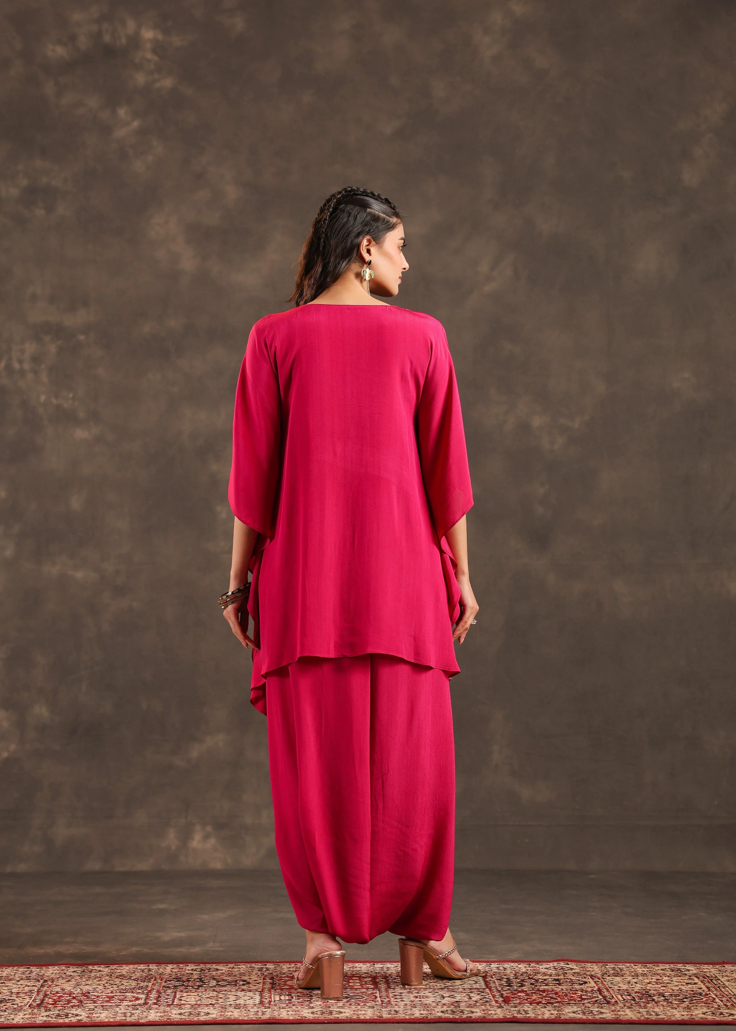 Crimson Glow Embellished Crepe Silk Dhoti Set - Image 5