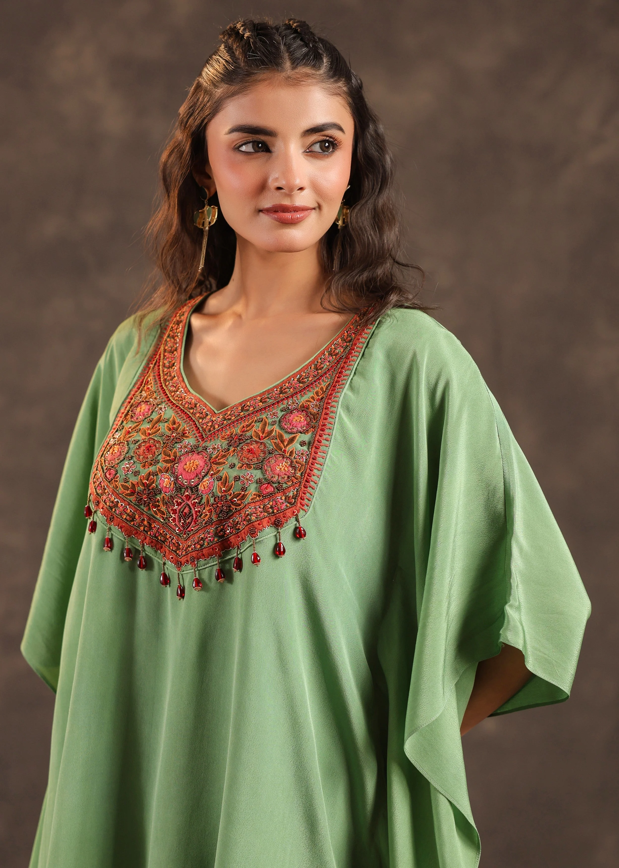 Pistachio Glow Embellished Crepe Silk Dhoti Set - Image 2