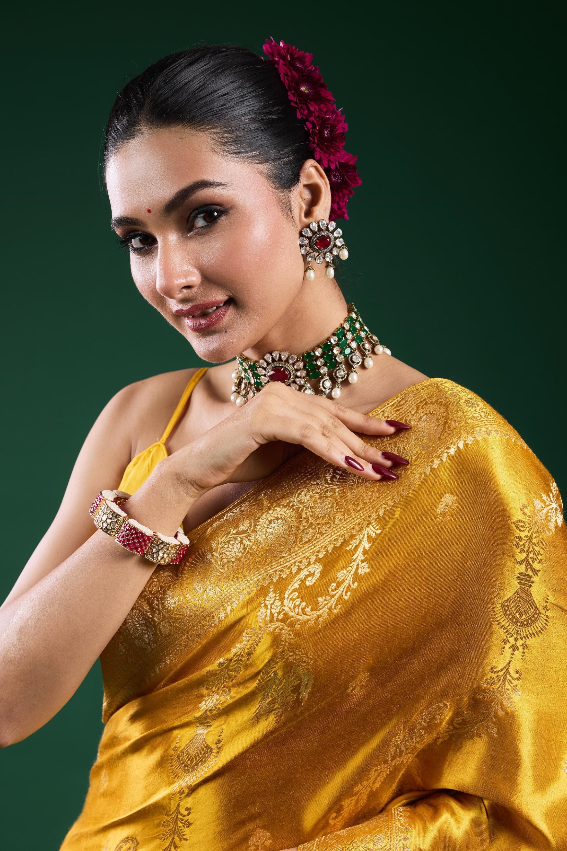 Golden Gazzi Satin Silk Saree - Image 7