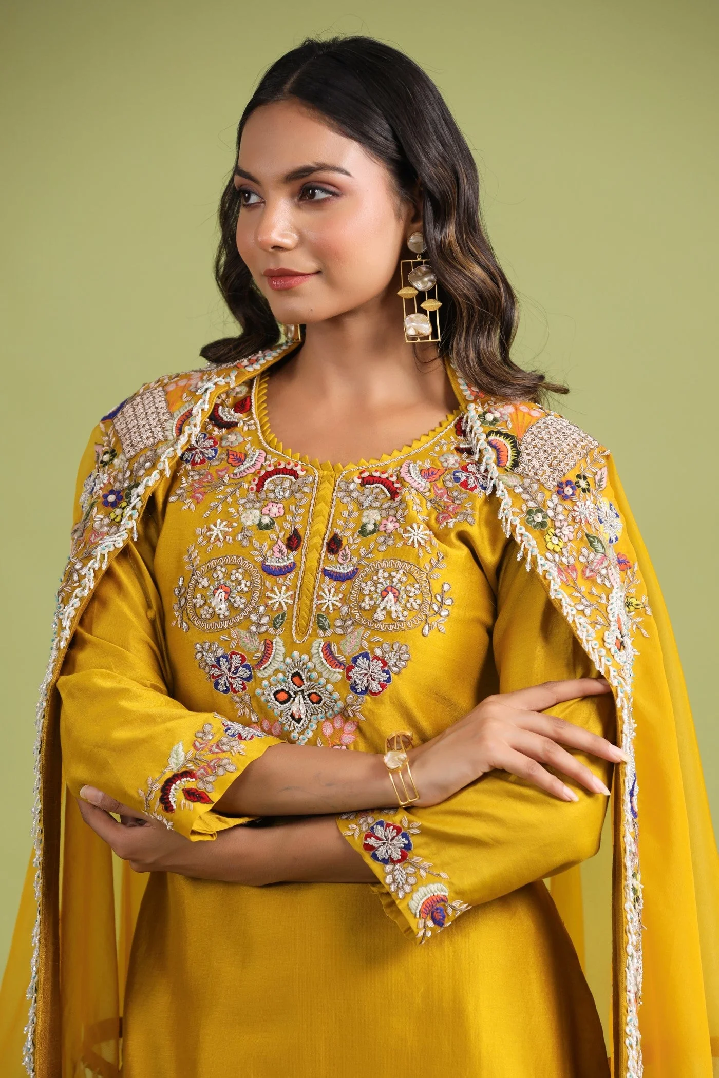 Golden Yellow Embellished Sharara Set - Image 2