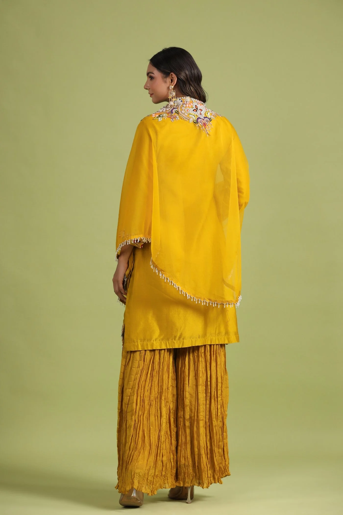 Golden Yellow Embellished Sharara Set - Image 6