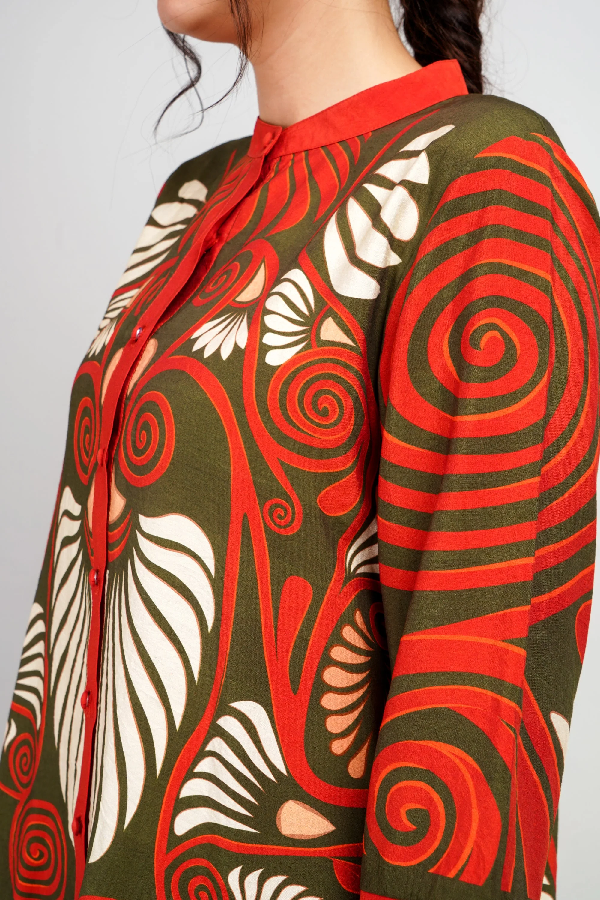 Green Digital Printed German Silk Co-Ord Set - Image 2