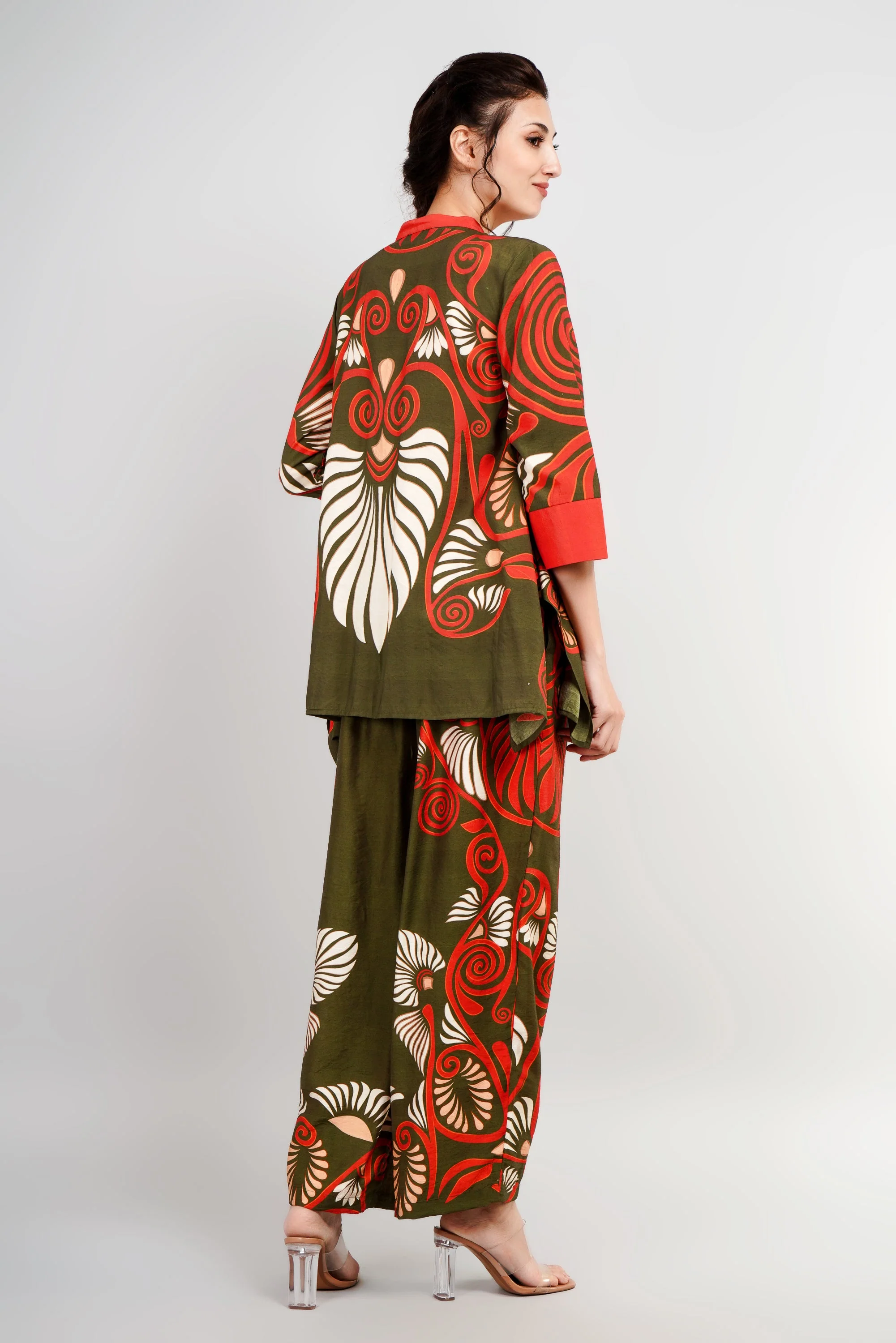 Green Digital Printed German Silk Co-Ord Set - Image 5