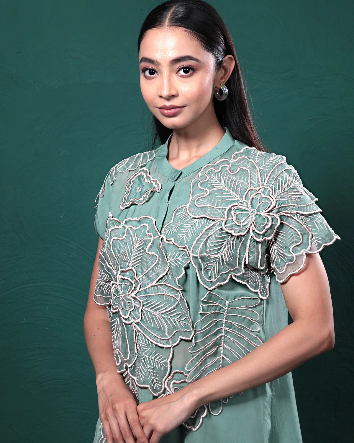 Sage Green Sheer Floral Co-Ord Set - Image 9