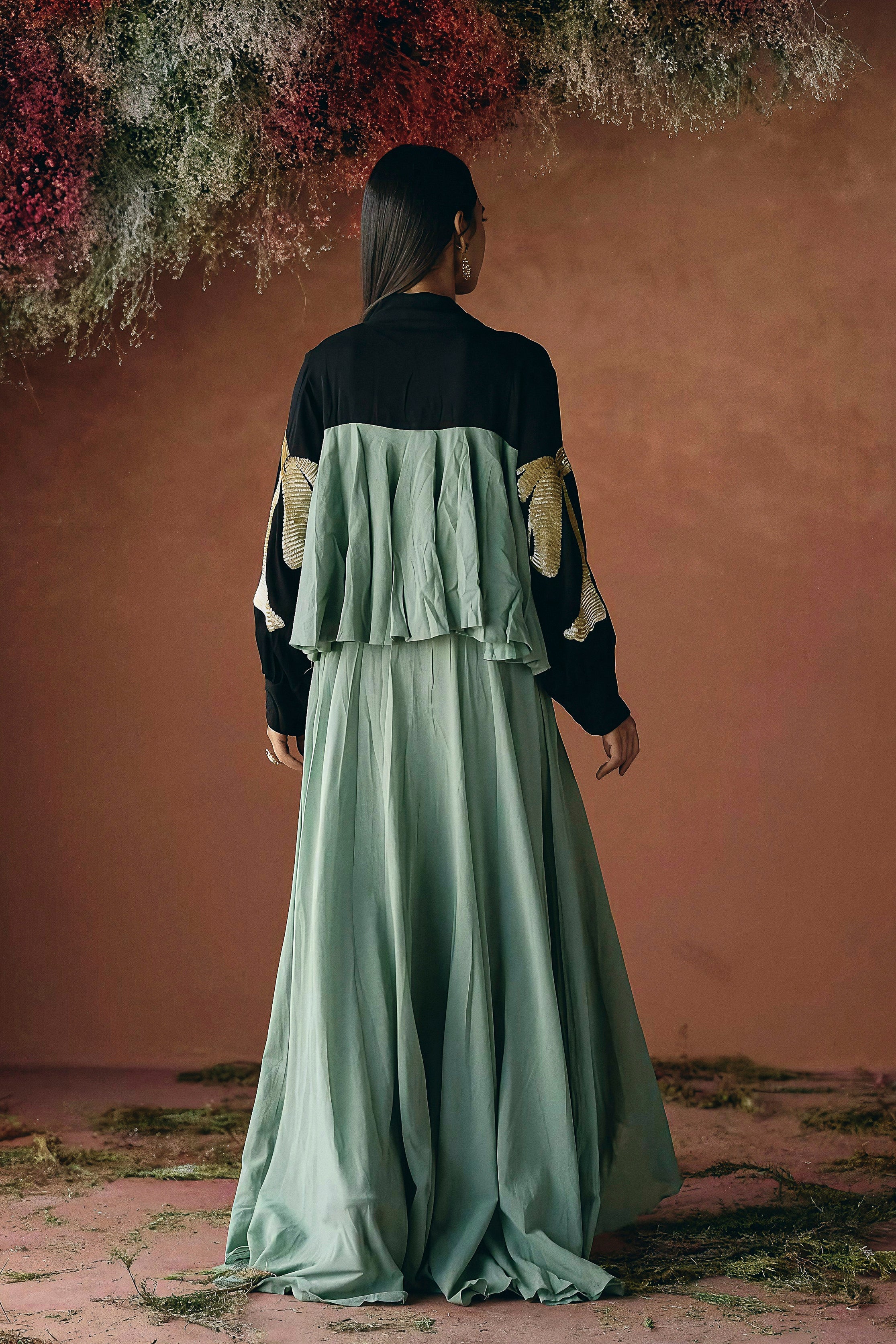 Sage Green Embellished Organic Cotton Gown - Image 6