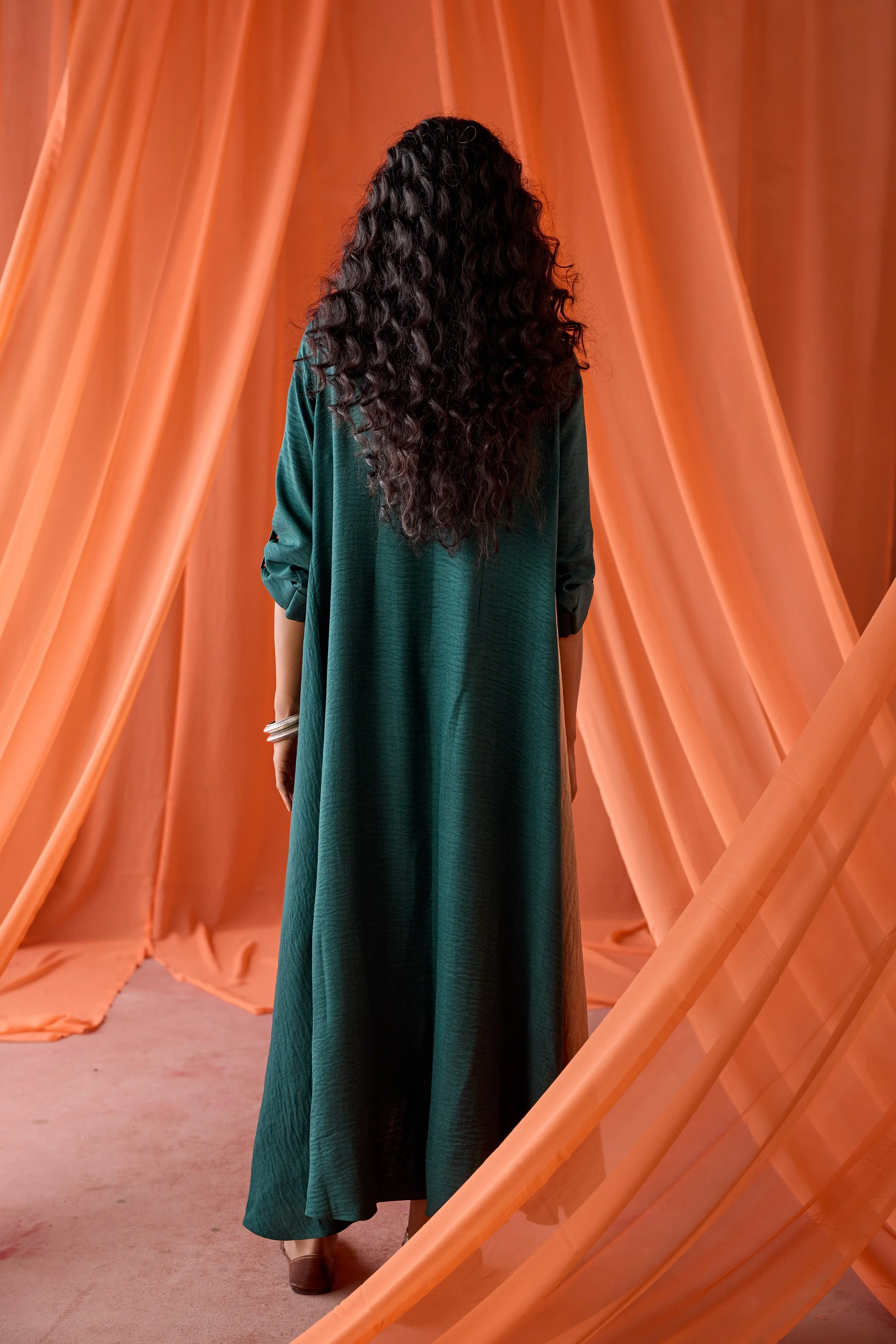 Pine Green Embellished Premium Silk Dress - Image 8