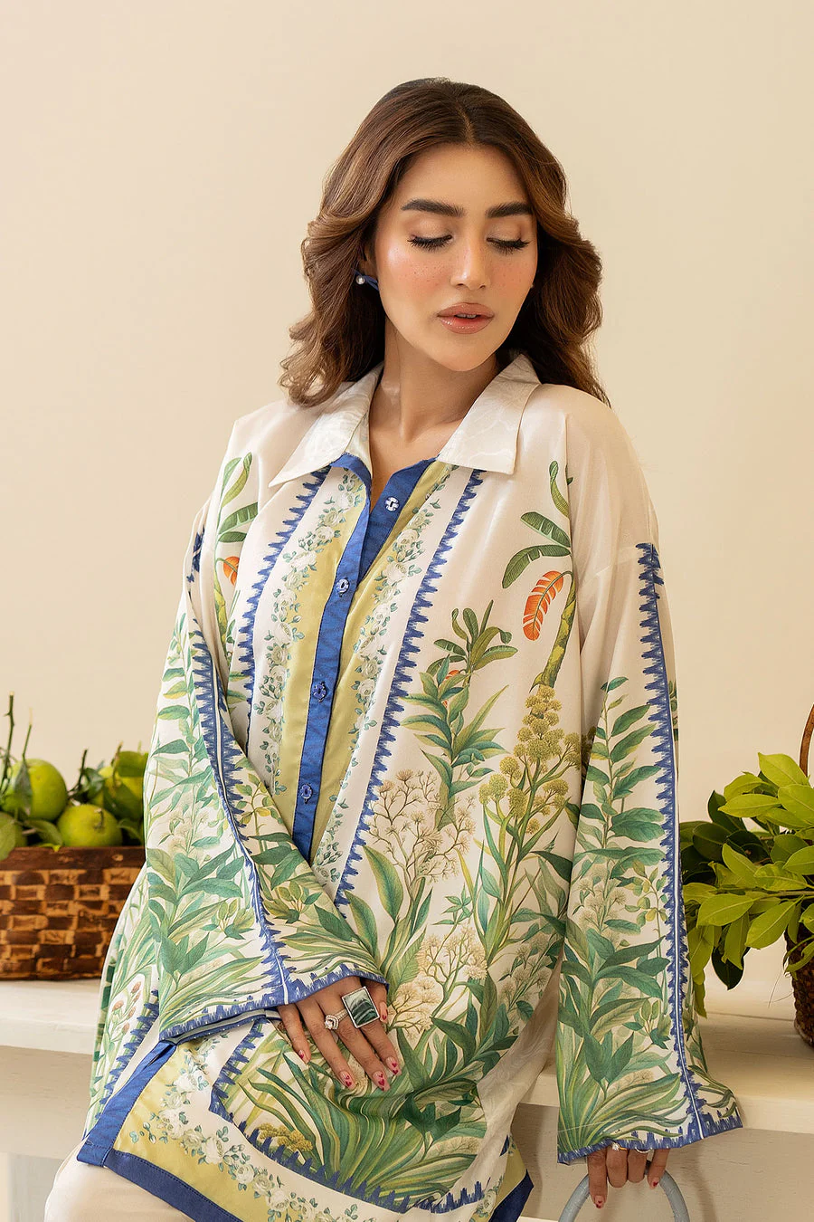 Green Fields Natural Crepe Co-Ord Set - Image 2