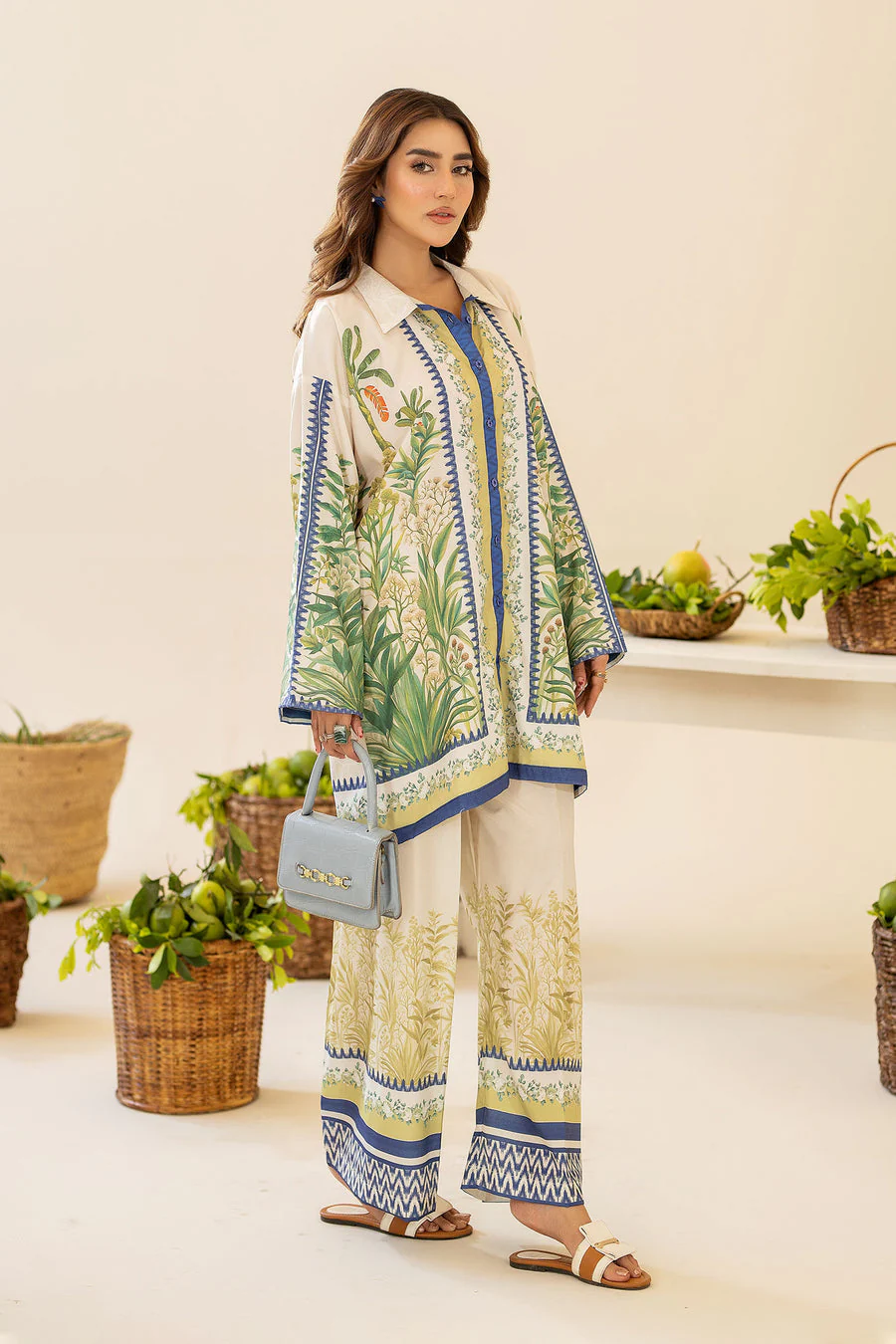 Green Fields Natural Crepe Co-Ord Set - Image 3