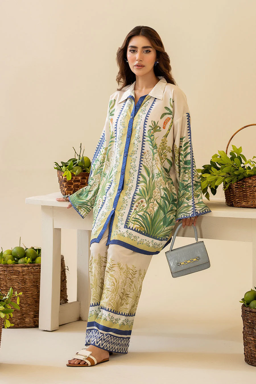 Green Fields Natural Crepe Co-Ord Set - Image 4
