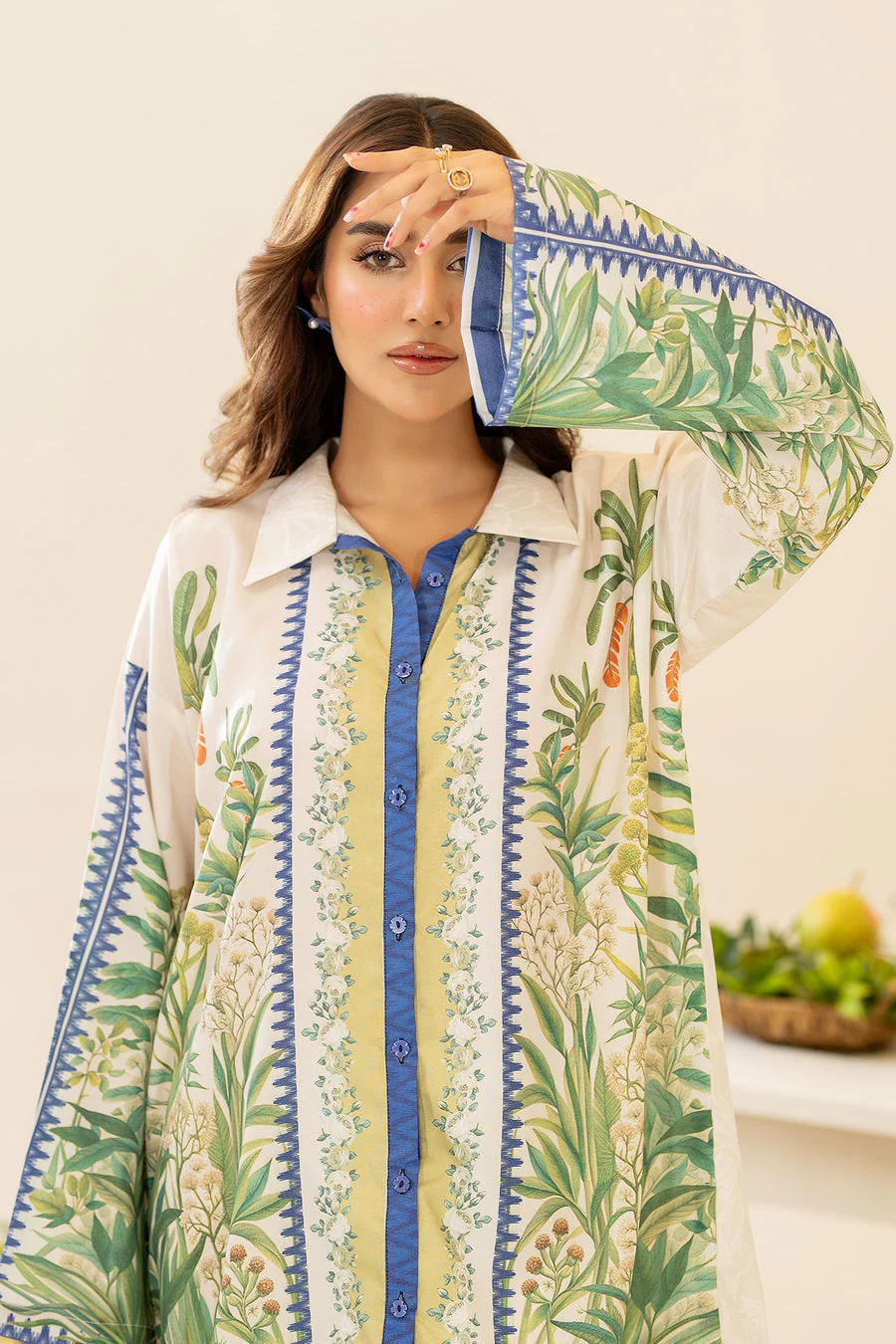 Green Fields Natural Crepe Co-Ord Set - Image 6