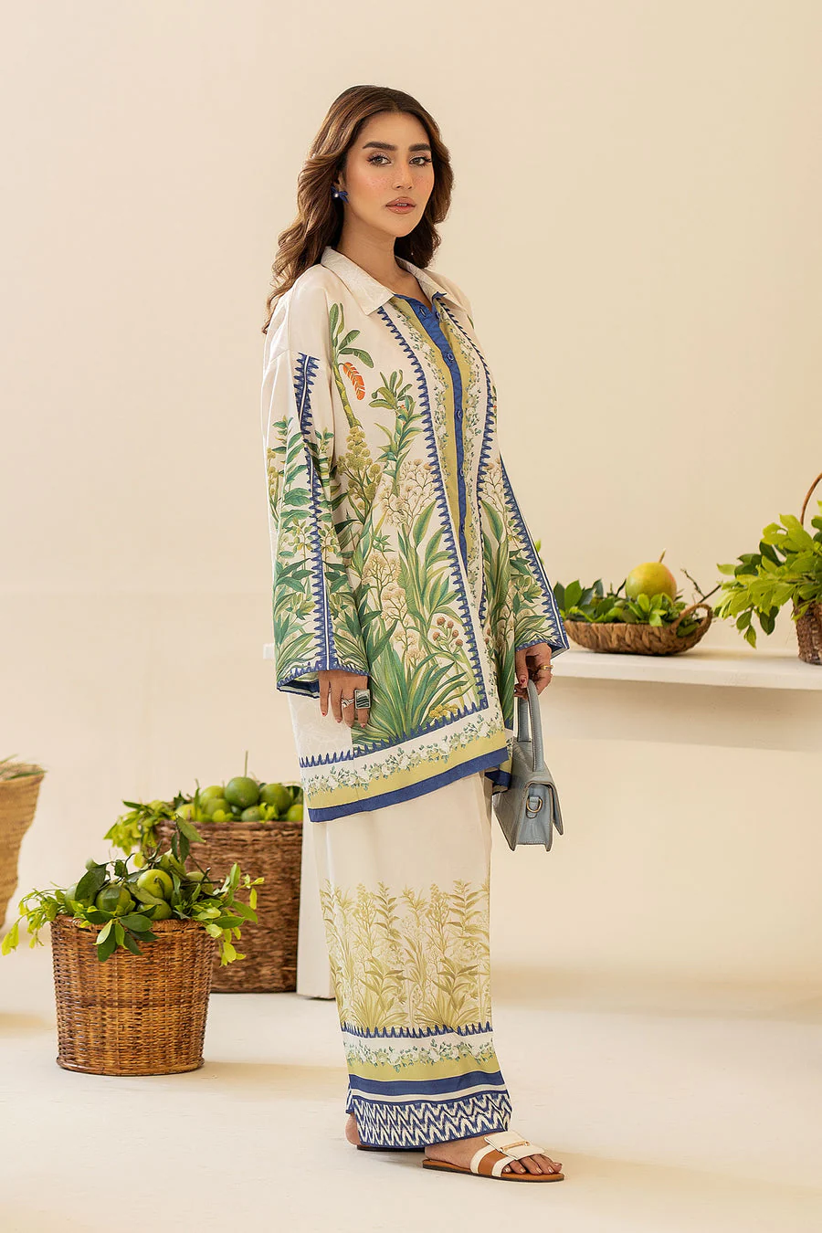 Green Fields Natural Crepe Co-Ord Set - Image 7