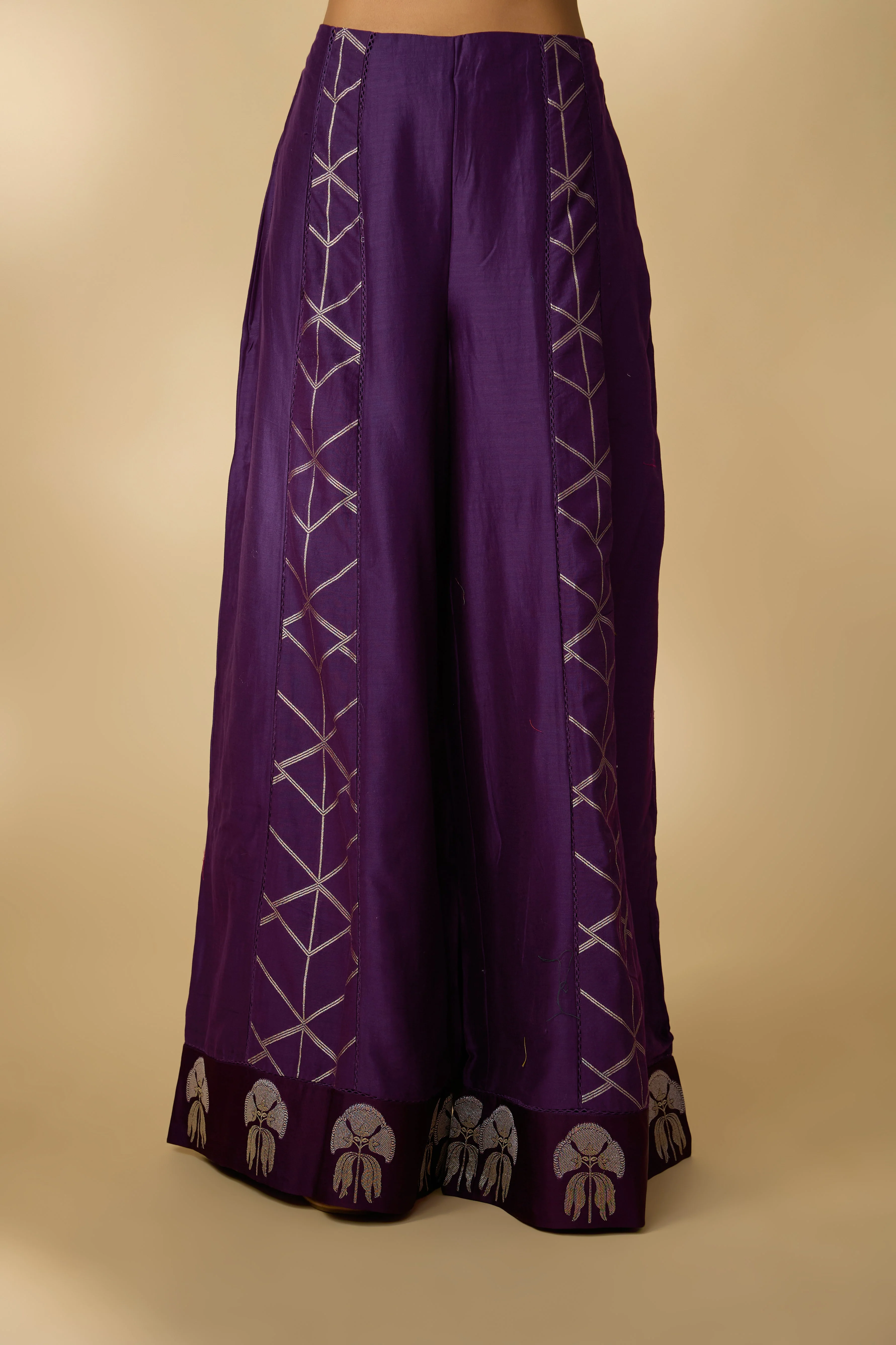 Hot Purple Embellished Slub Cotton Silk Co-Ord Set - Image 3