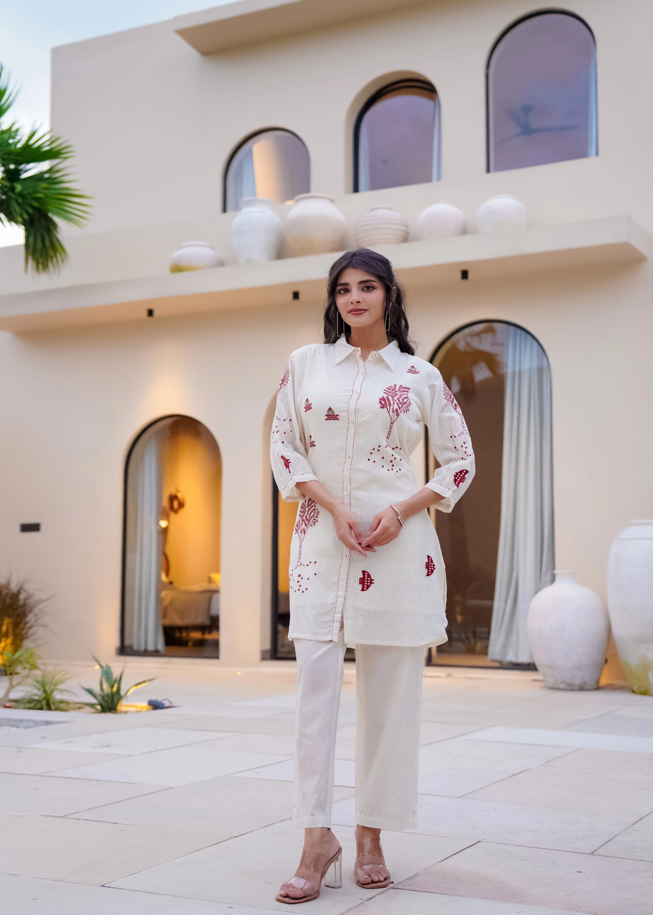Brick Heritage Embroidered Cotton Dress