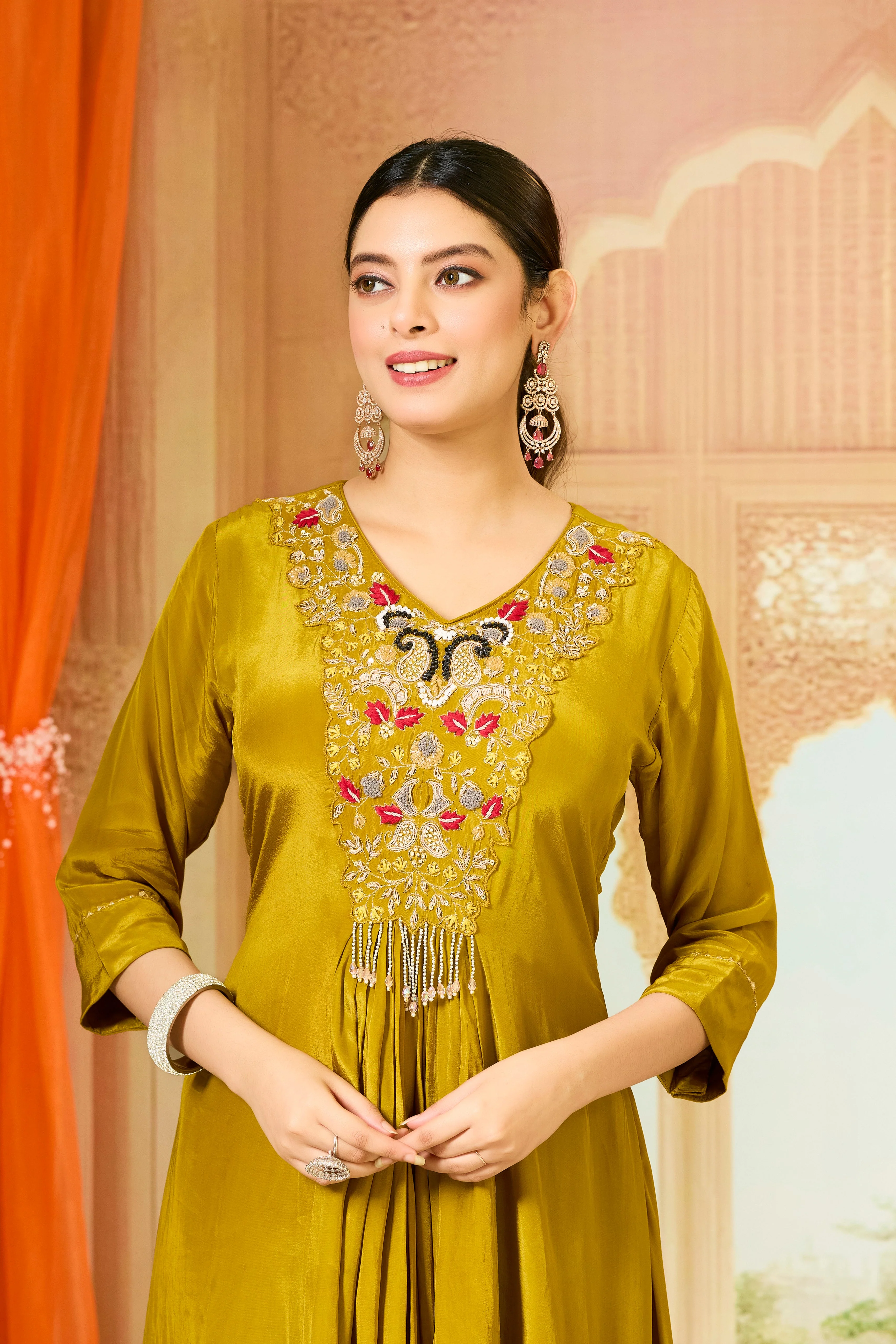 Bronze Handwork Crepe Silk Kurta & Pant Set - Image 2