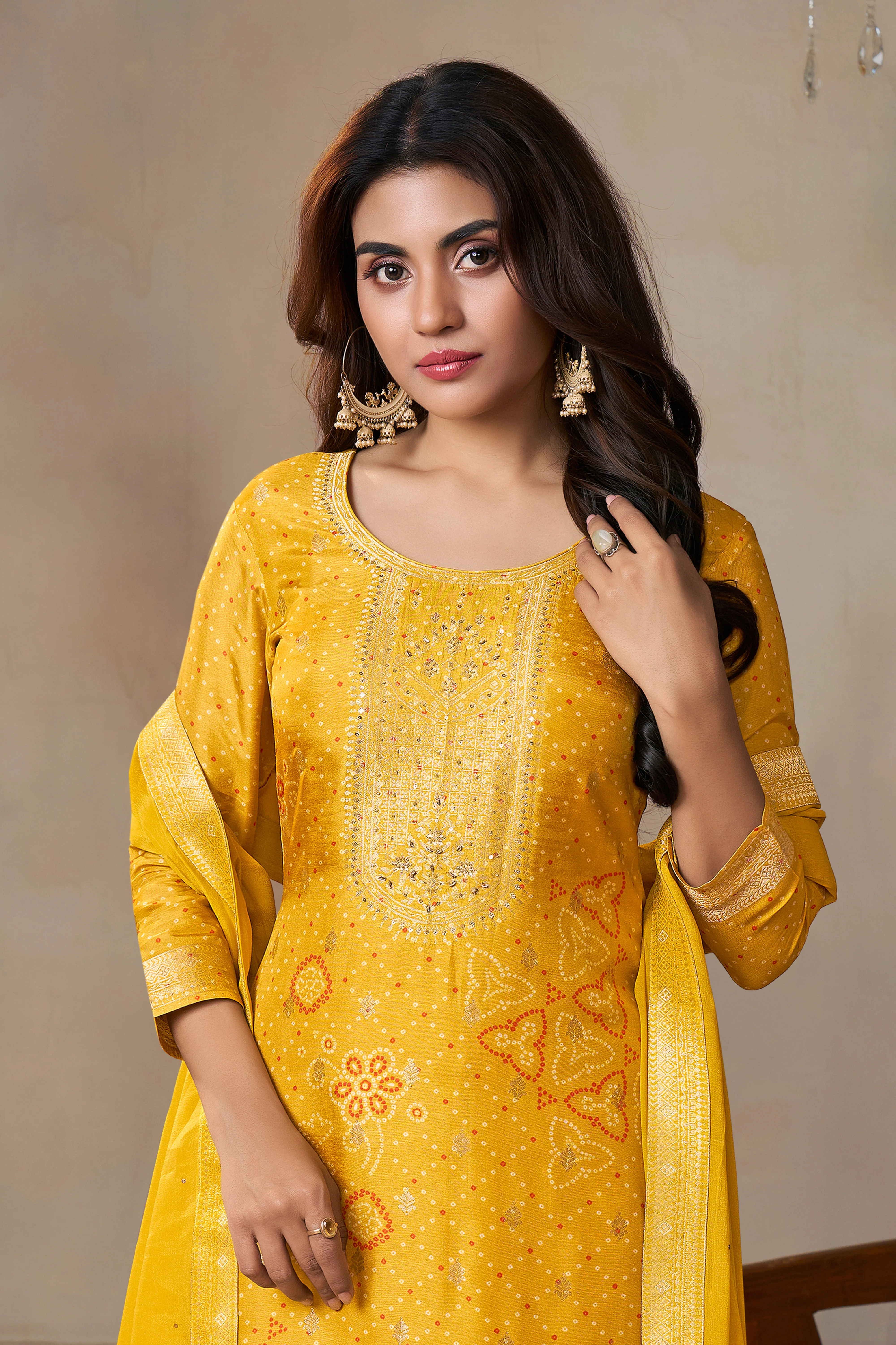 Holy Yellow Bandhej Kurta & Pant Set - Image 2
