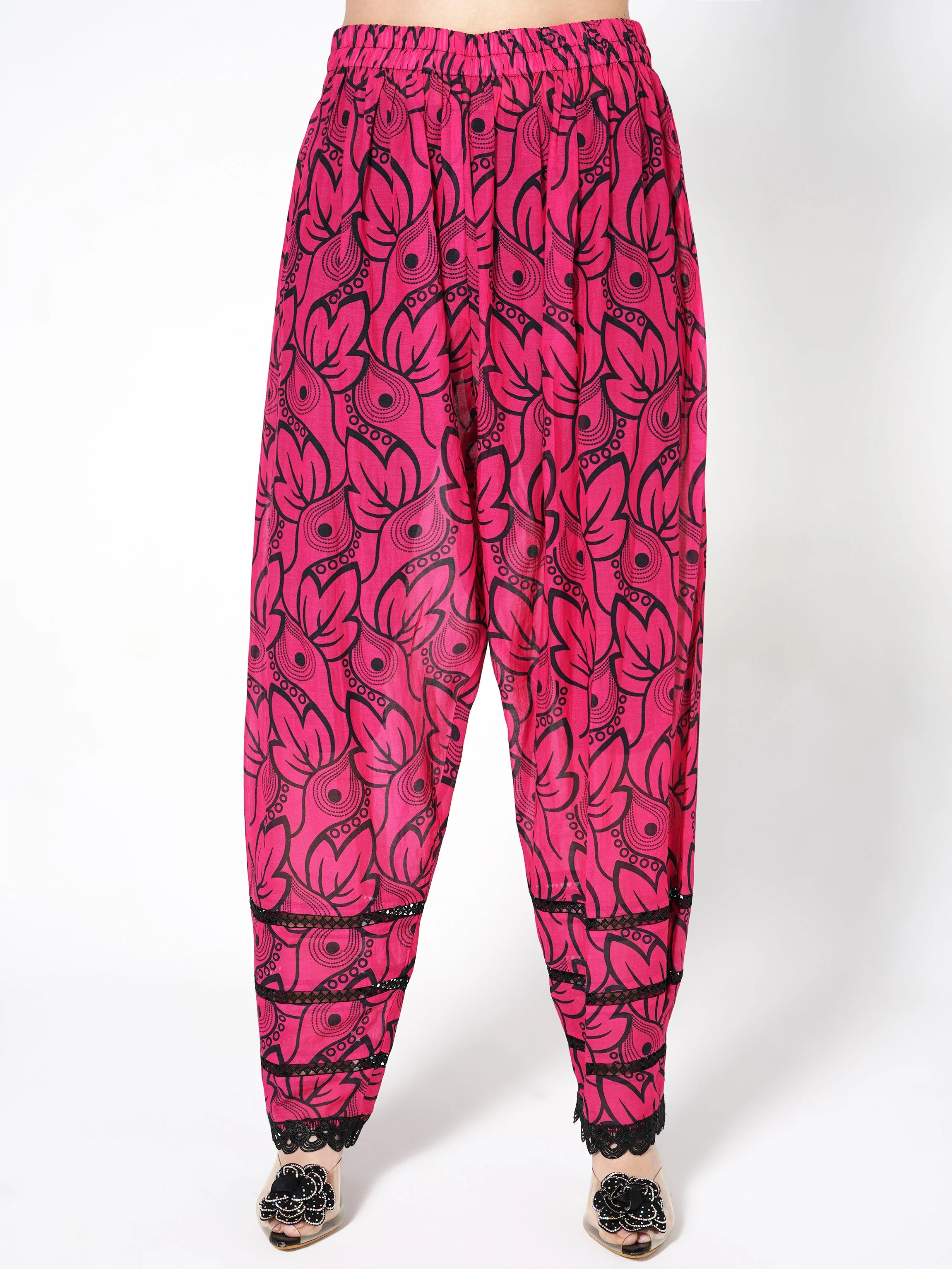 Hot Pink Printed Linen Silk Co-Ord Set - Image 3
