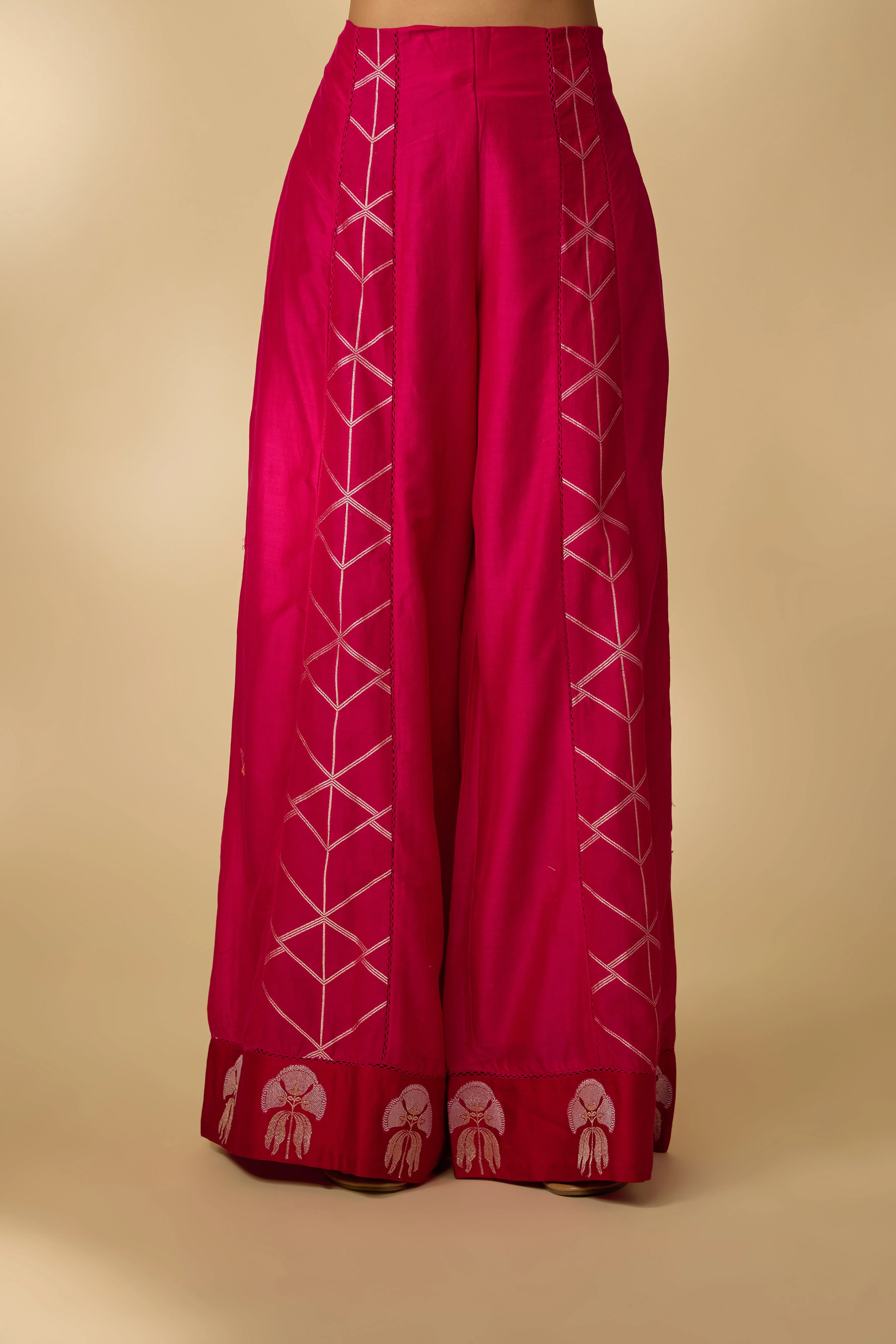 Rani Pink  Embellished Slub Cotton Silk Co-Ord Set - Image 4