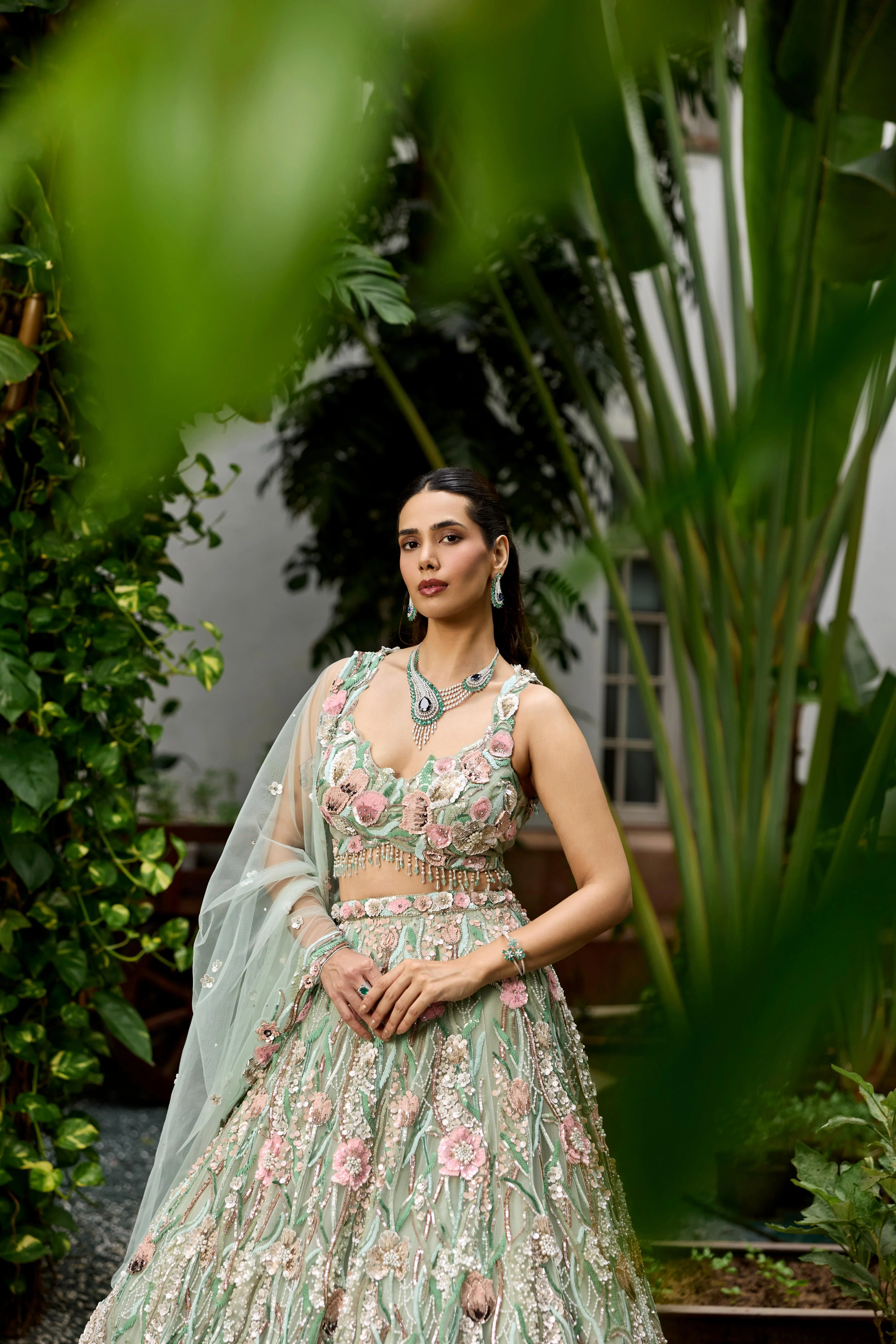 Pistachio Green Embellished Premium Lehenga Set - Image 2