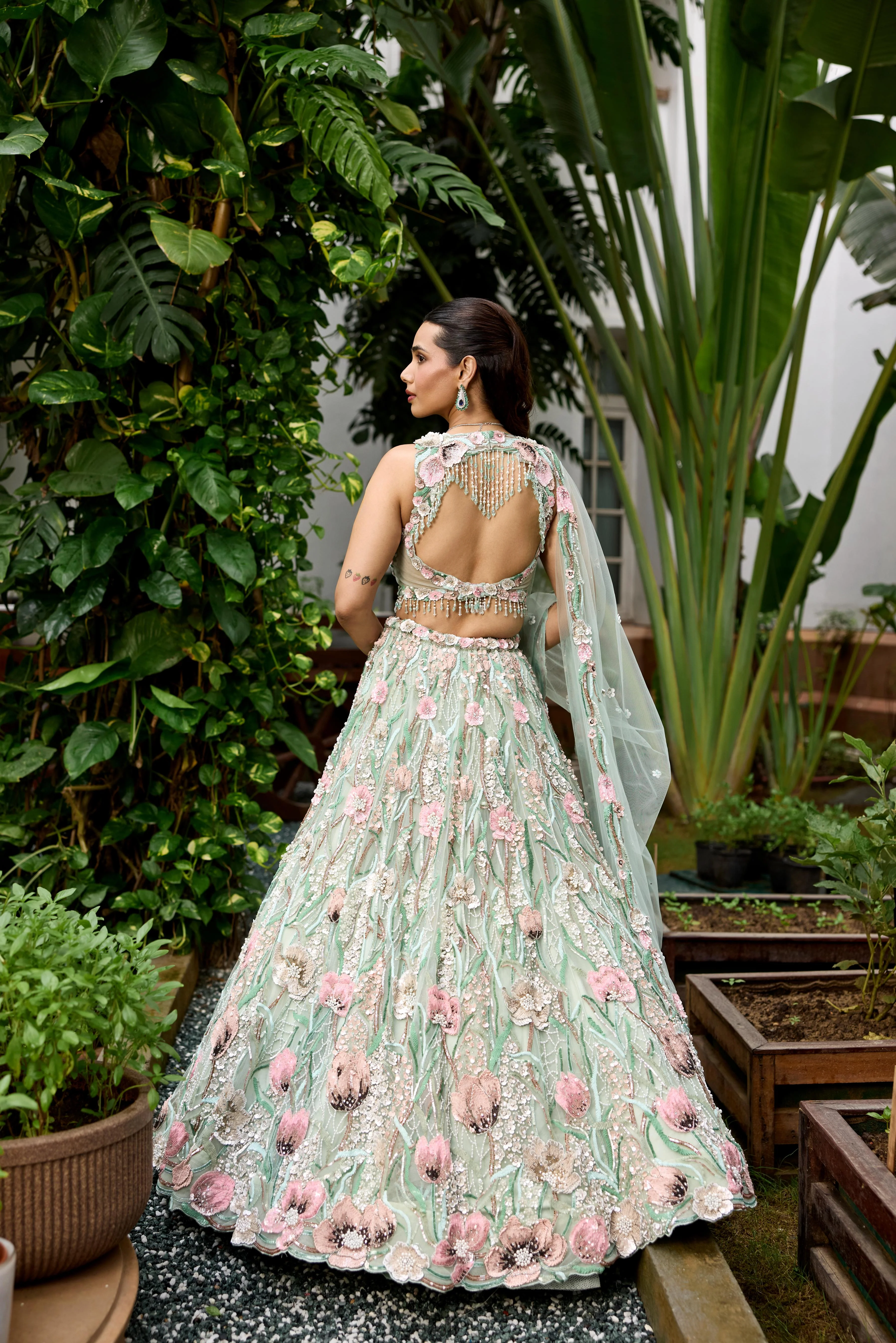 Pistachio Green Embellished Premium Lehenga Set - Image 5