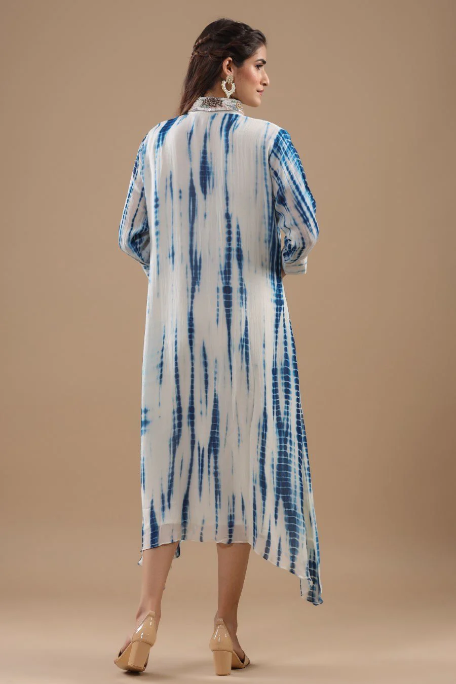 Indigo Blue Tie Dyed &amp; Embellished Tunic - Image 5