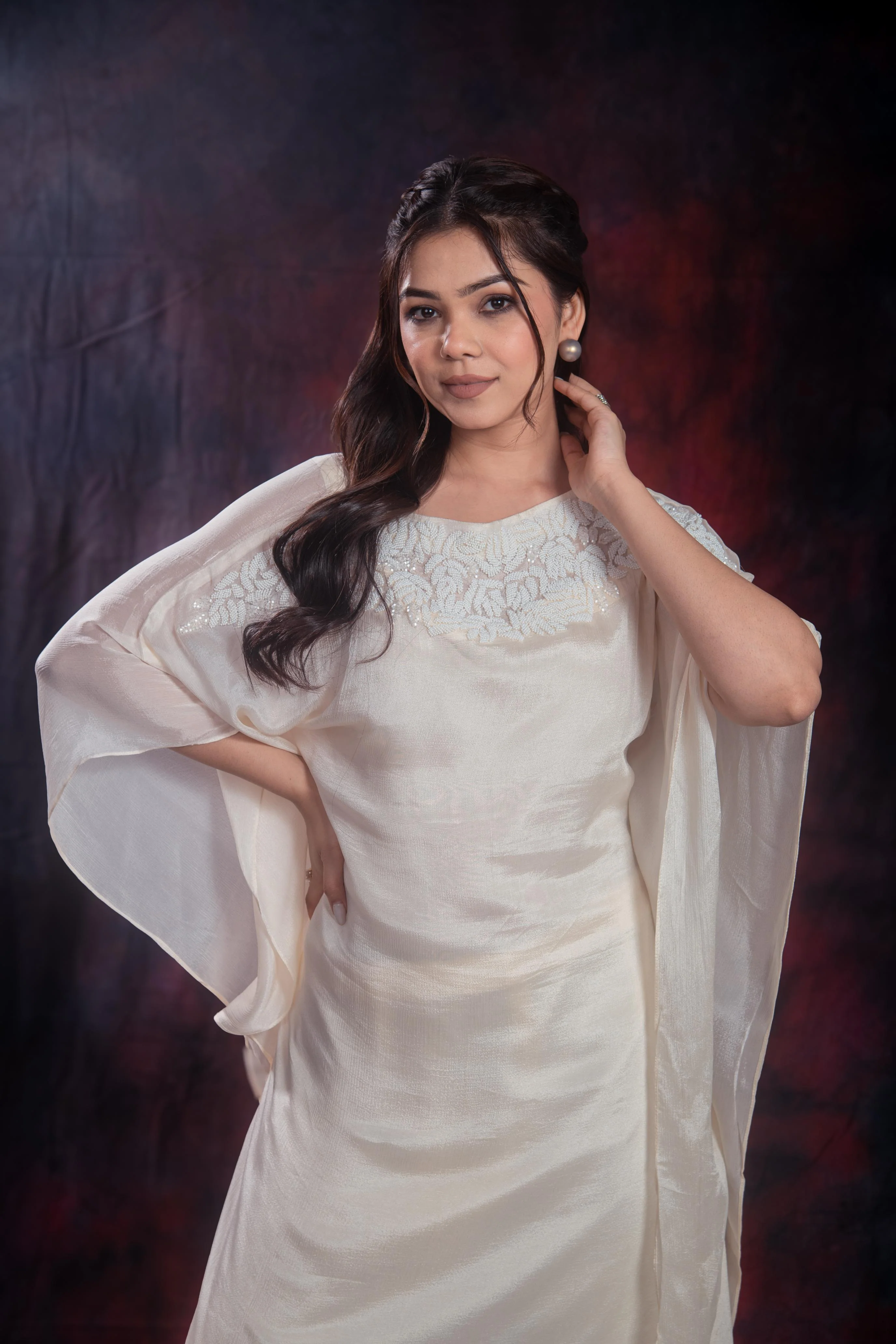 Ivory Embellished Chinon Silk Kurta Set - Image 7